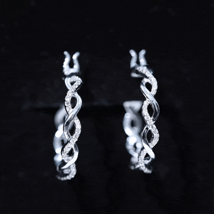 Braided Hoop Earrings with Certified Moissanite D-VS1 - Rosec Jewels
