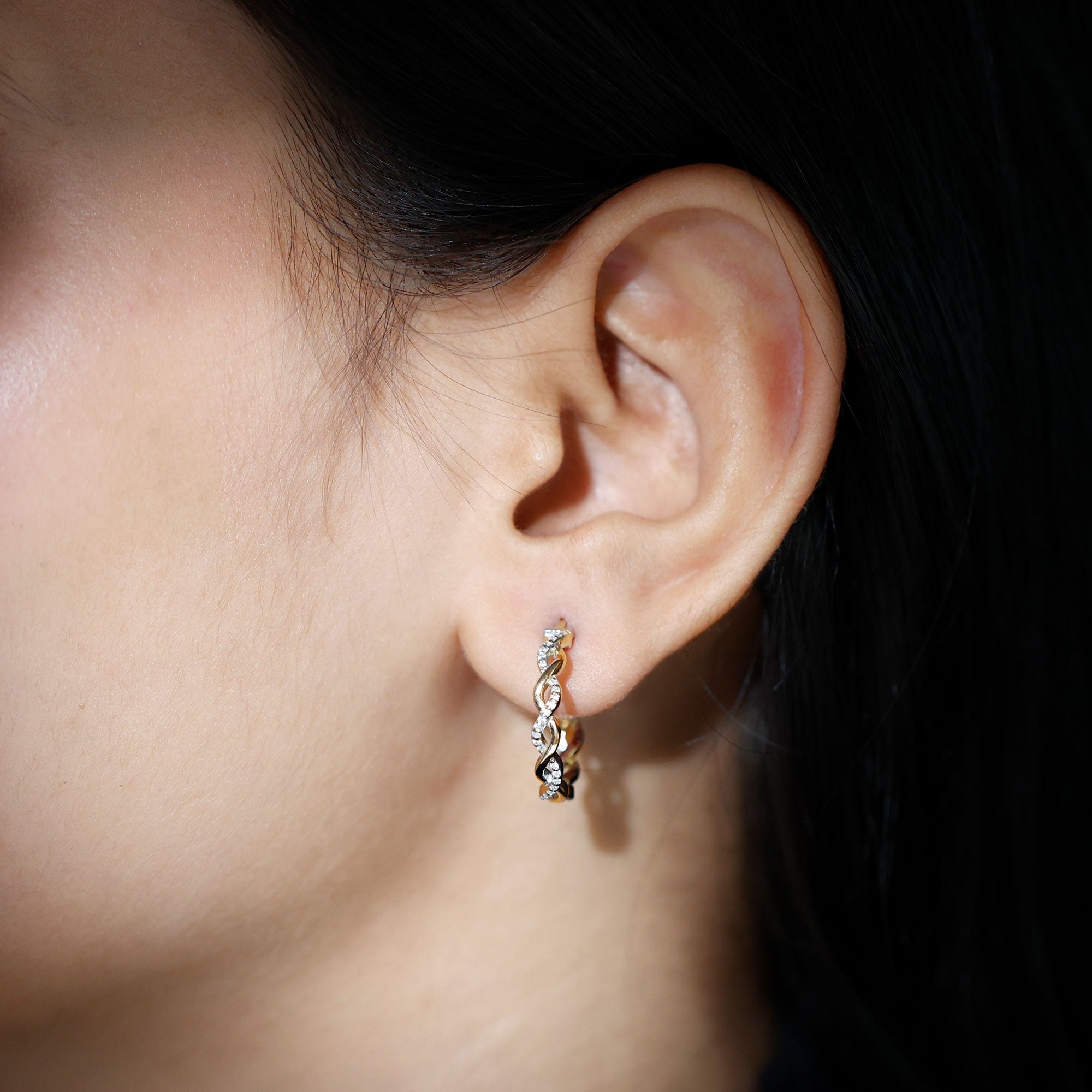 Braided Hoop Earrings with Certified Moissanite D-VS1 - Rosec Jewels