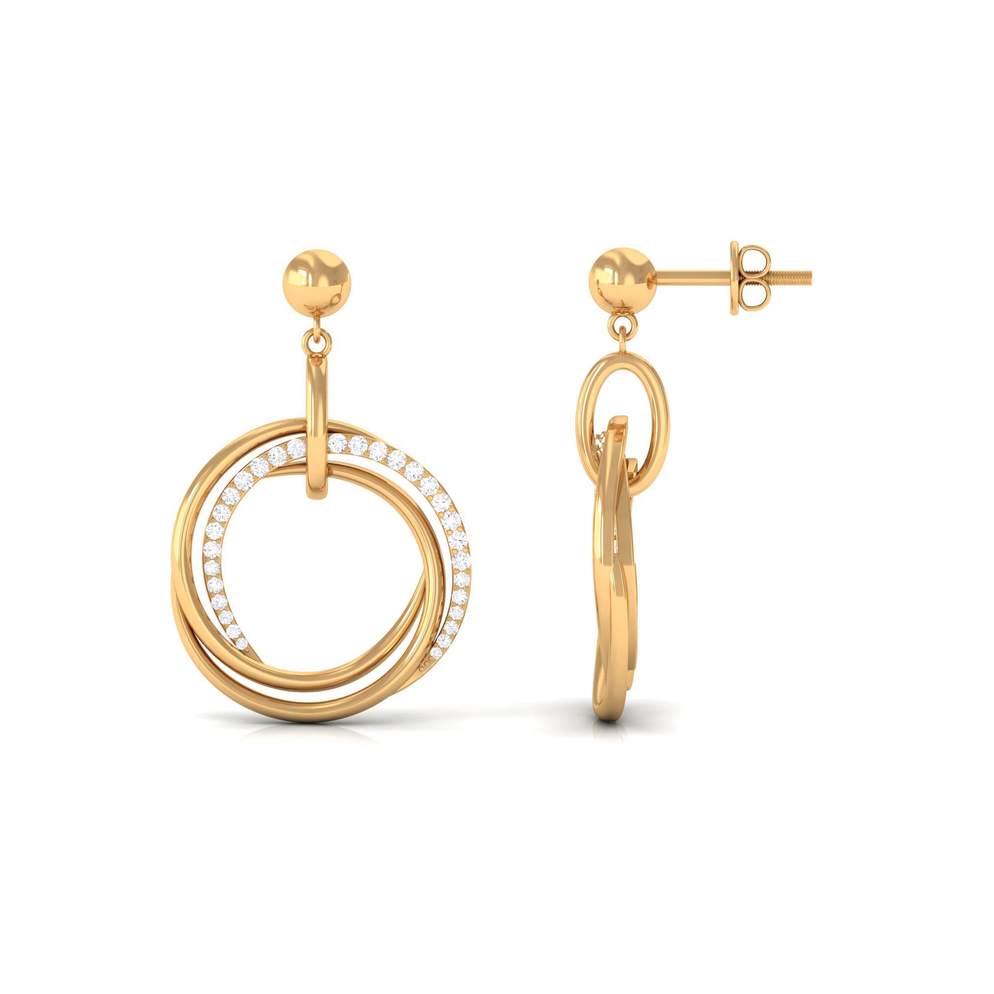 Rosec Jewels-Simple Gold Diamond Drop Earring with Screw Back Closure