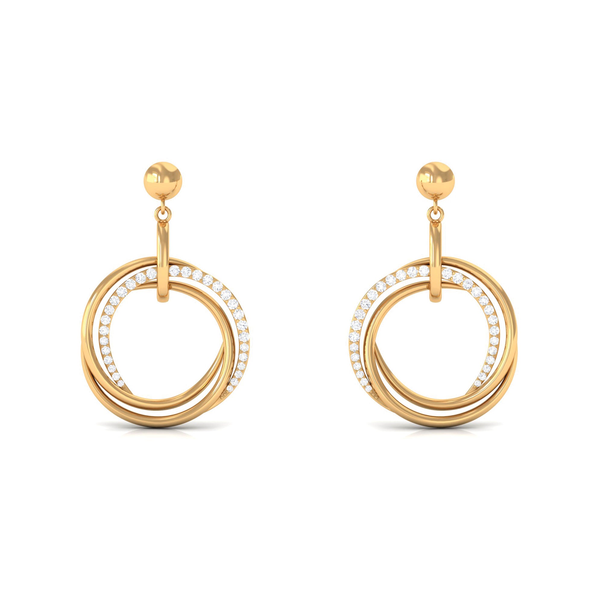 Rosec Jewels-Simple Gold Diamond Drop Earring with Screw Back Closure