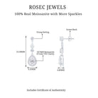 2 CT Classic Moissanite Bridal Dangle Earrings in Silver Moissanite - ( D-VS1 ) - Color and Clarity 92.5 Sterling Silver - Rosec Jewels