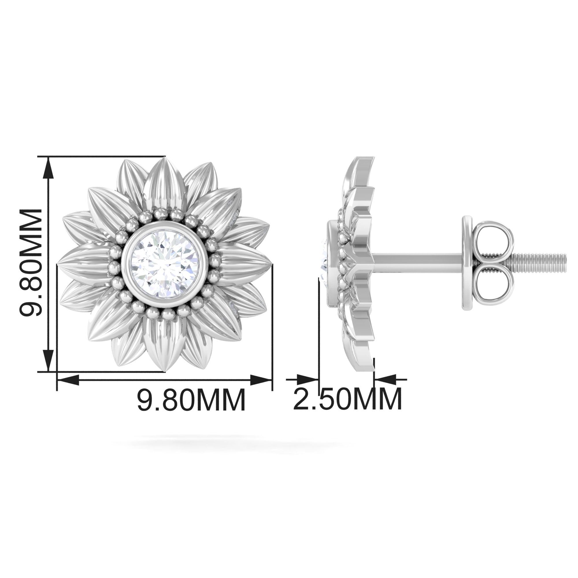 Rosec Jewels-Diamond Gold Sunflower Stud Earrings