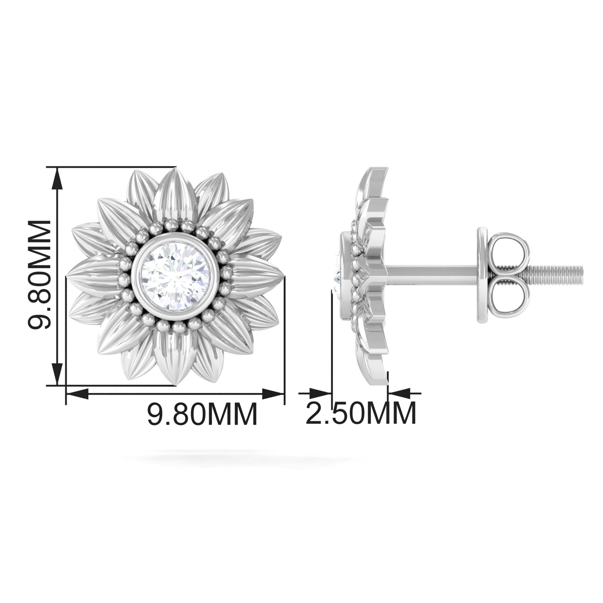 Rosec Jewels-Diamond Gold Sunflower Stud Earrings