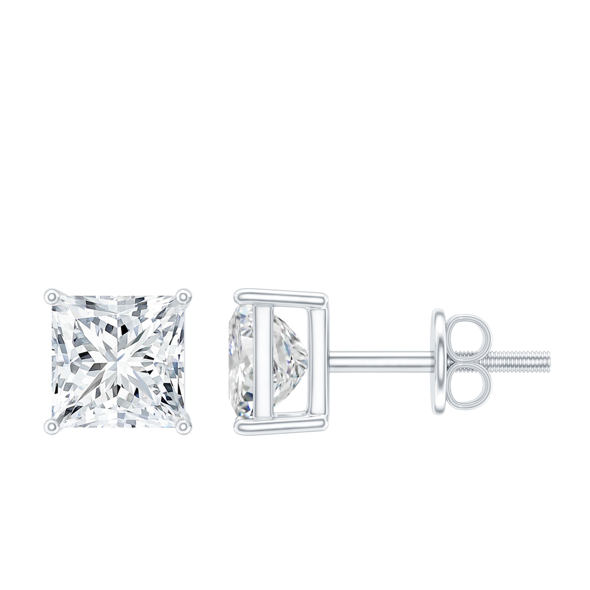 Princess Cut Moissanite Solitaire Stud Earrings for Women