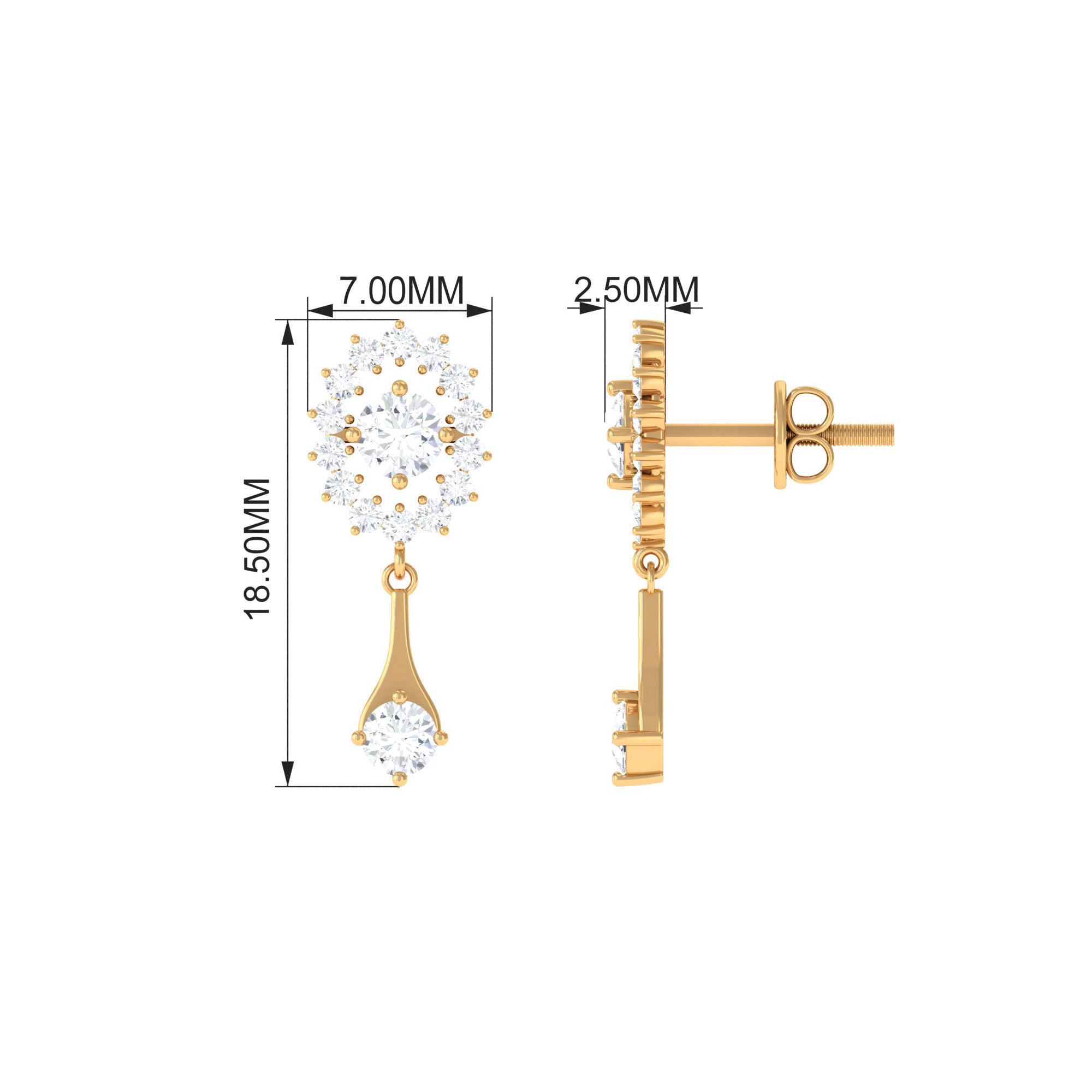 Rosec Jewels-1 CT Certified Diamond Gold Drop Dangle Earrings