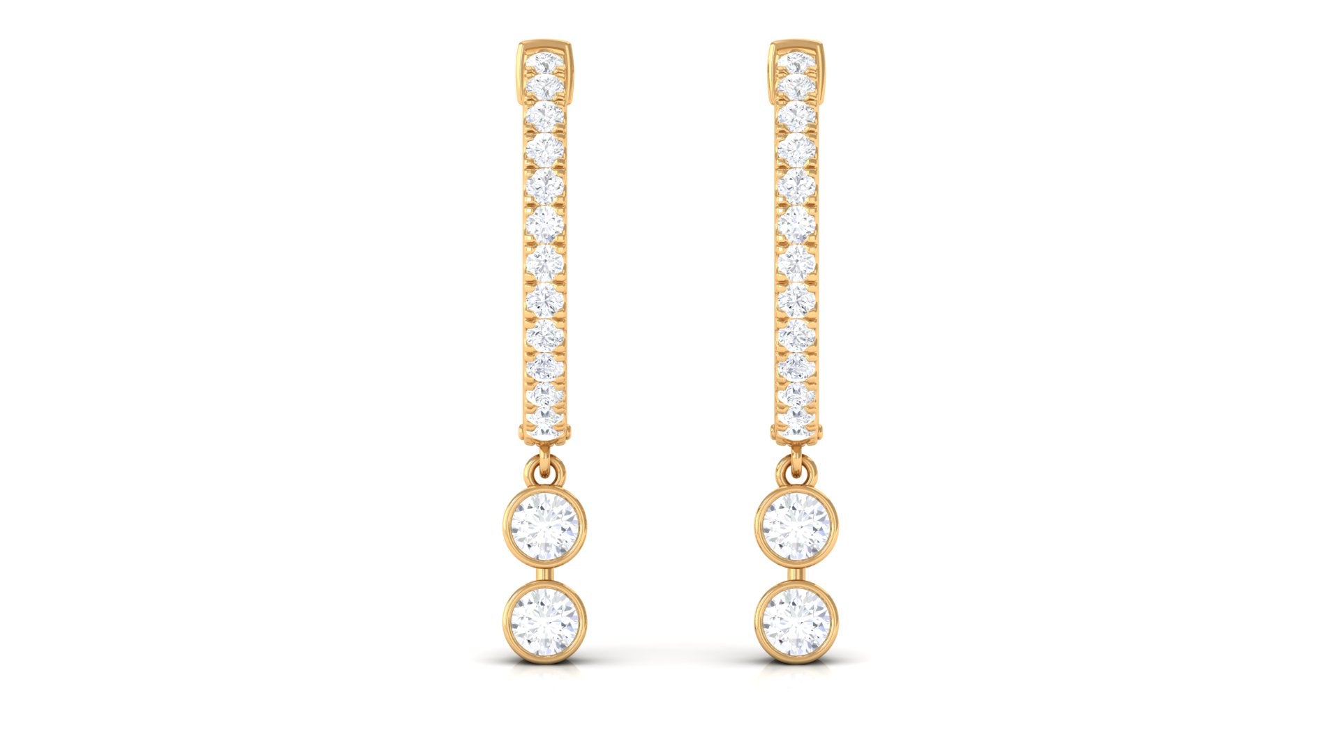 Rosec Jewels-1/2 CT Minimal Diamond Gold Hoop Drop Earrings in Bezel Setting