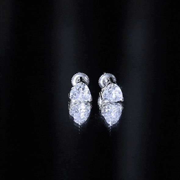 3 Carat Heart Shape Cubic Zirconia Solitaire Stud Earrings AAAA - Rosec Jewels