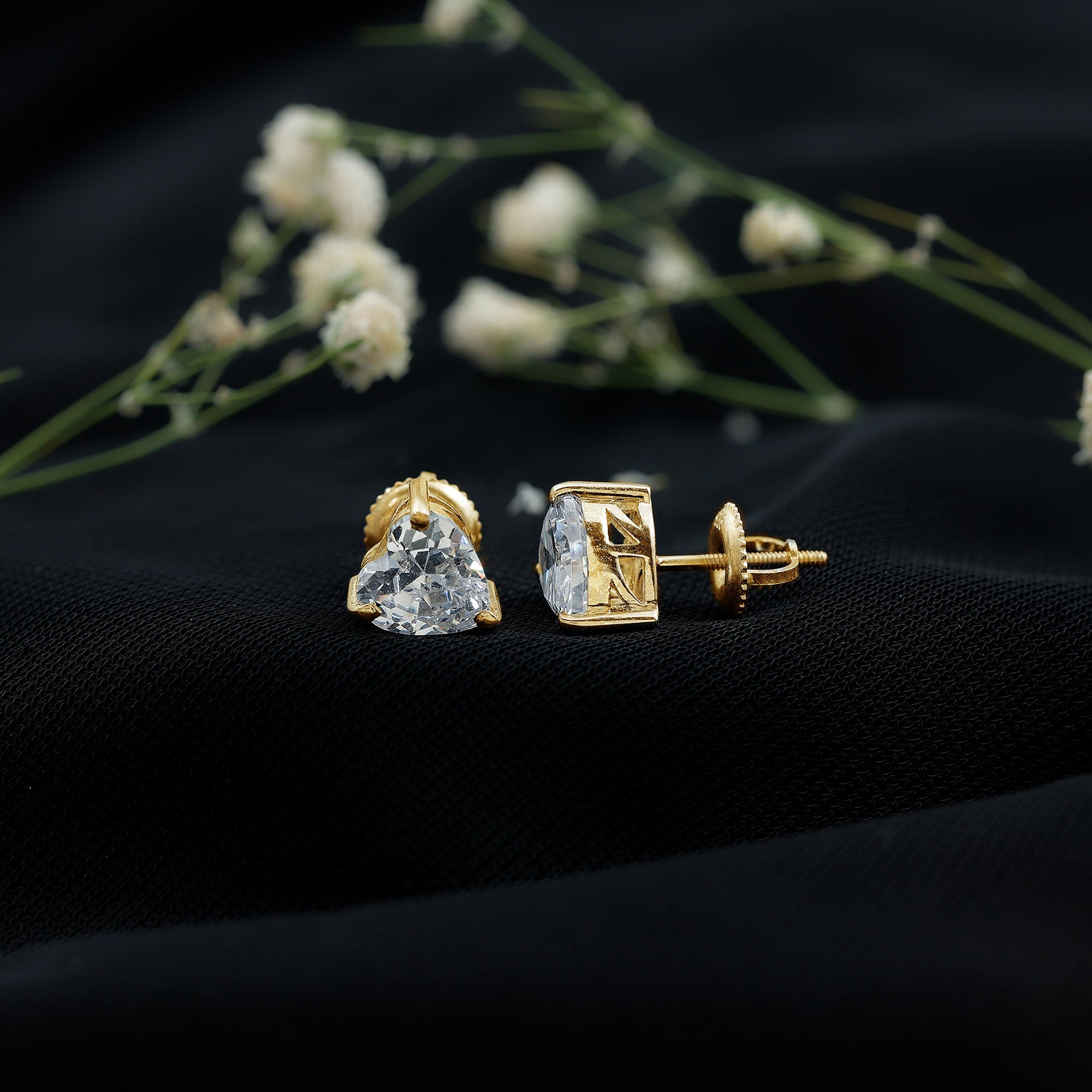 3 Carat Heart Shape Cubic Zirconia Solitaire Stud Earrings AAAA - Rosec Jewels