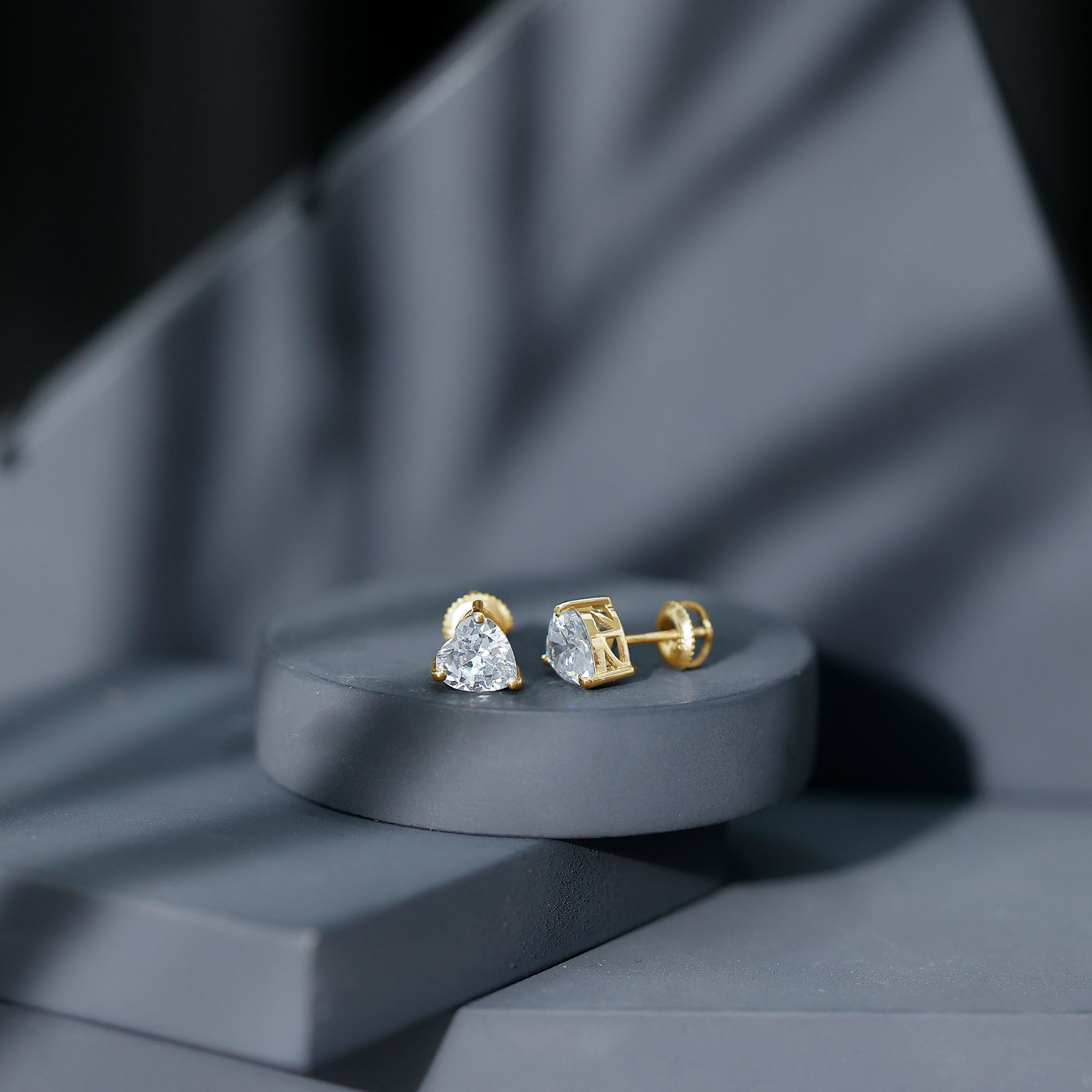 3 Carat Heart Shape Cubic Zirconia Solitaire Stud Earrings AAAA - Rosec Jewels