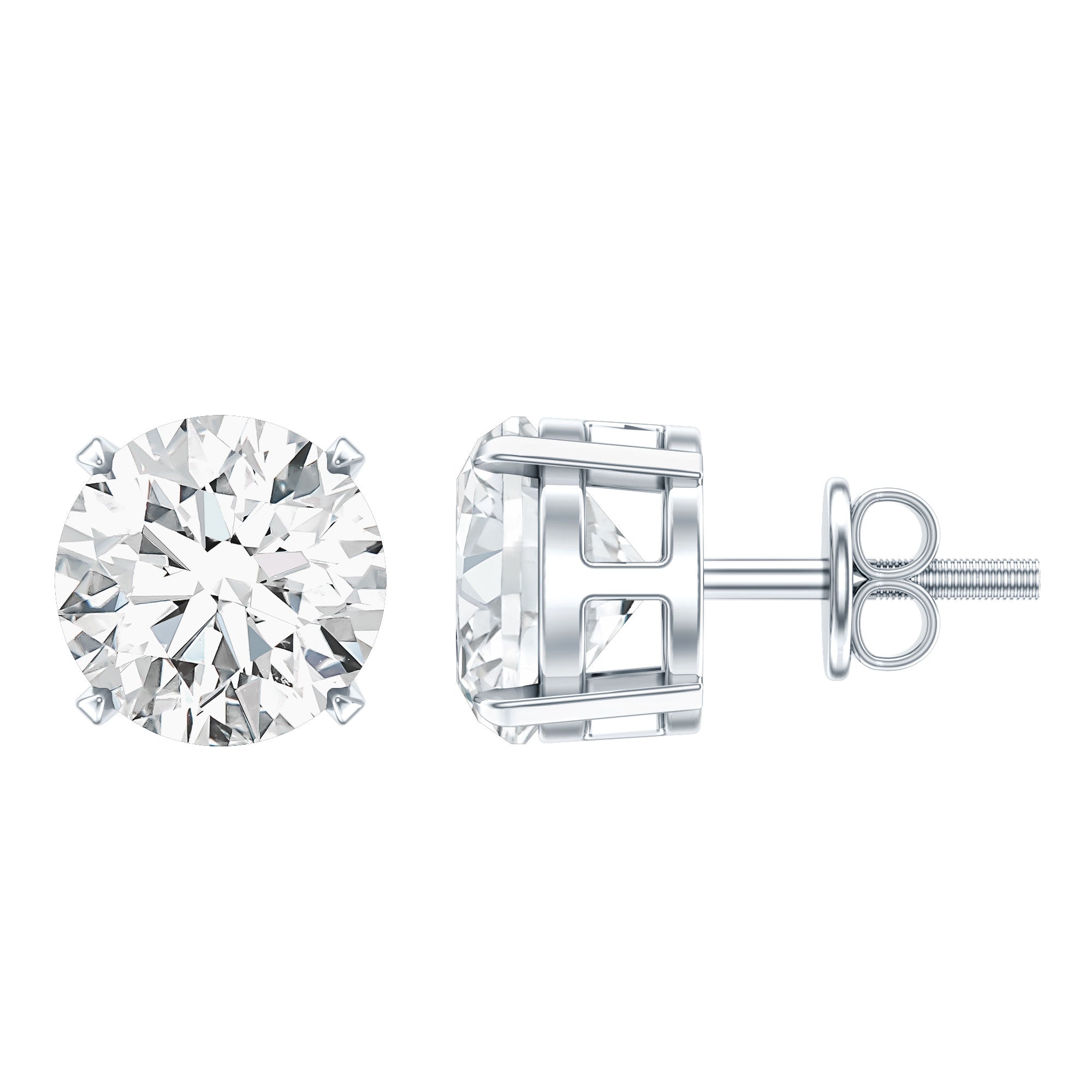 Certified 2.7 Carat Cubic Zirconia Stud Earrings with Screw Back AAAAA 92.5 Sterling Silver - Rosec Jewels