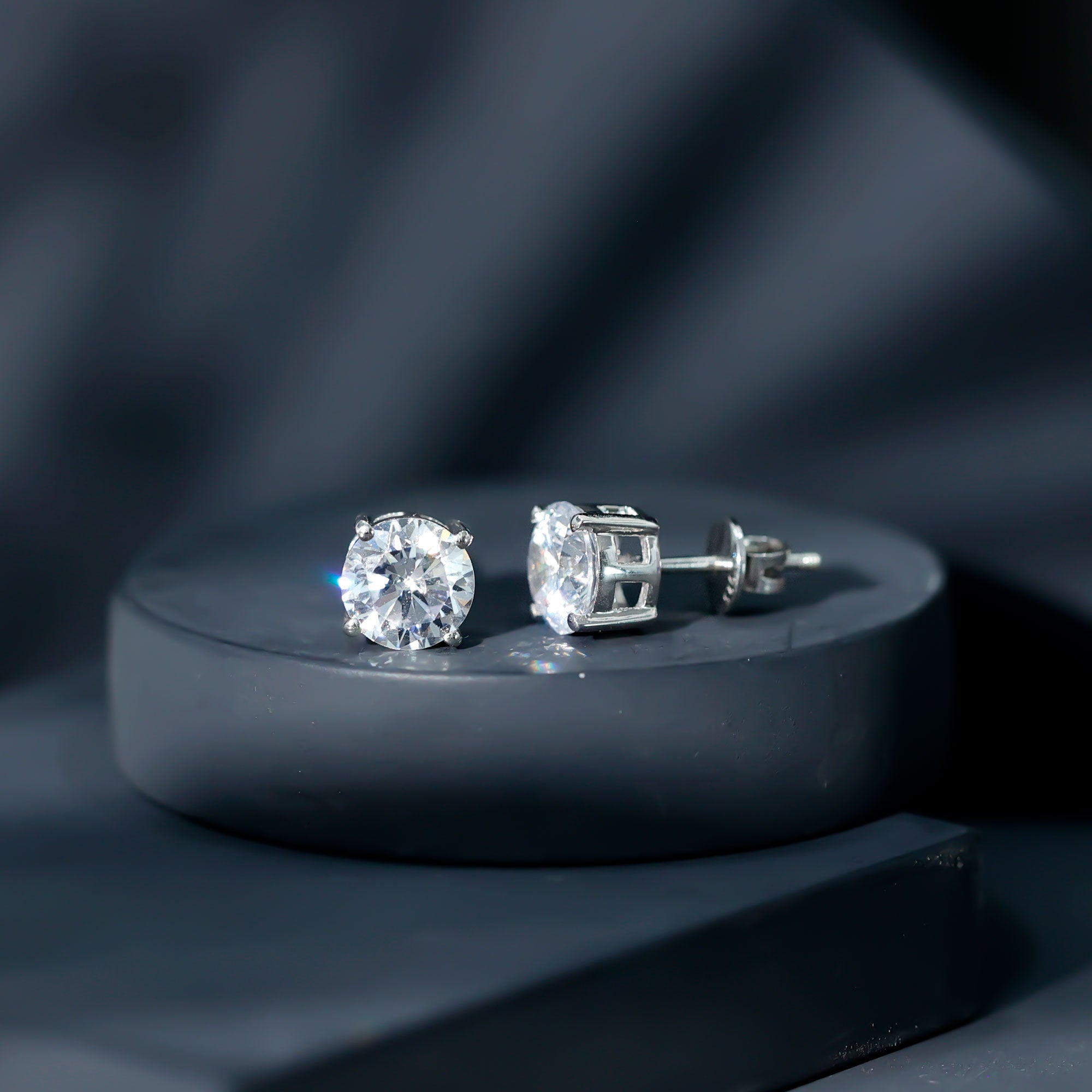 Certified 2.7 Carat Cubic Zirconia Stud Earrings with Screw Back AAAAA 92.5 Sterling Silver - Rosec Jewels