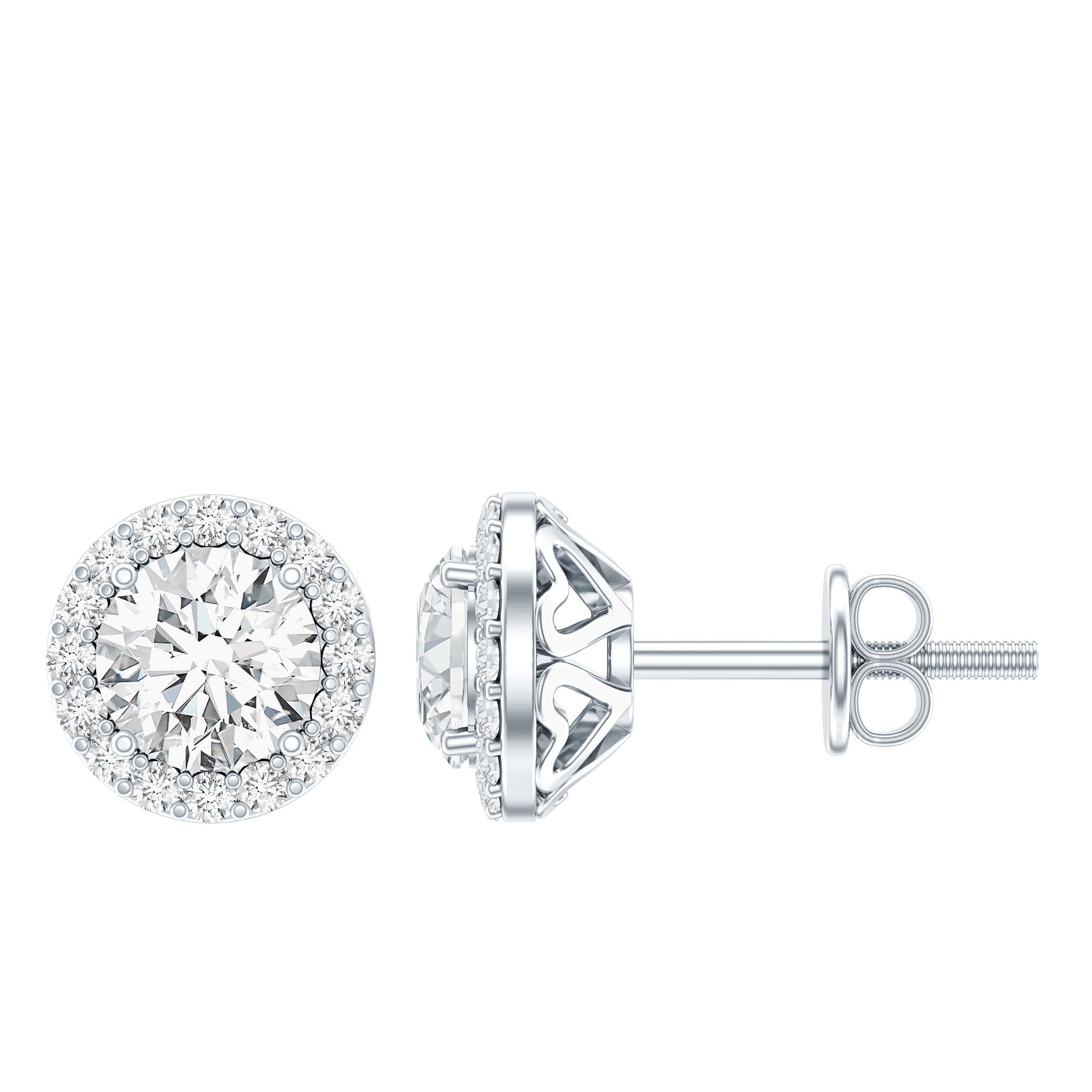Certified 1 Carat Round Cut CZ Diamond Stud Earrings in Silver AAAAA 92.5 Sterling Silver - Rosec Jewels