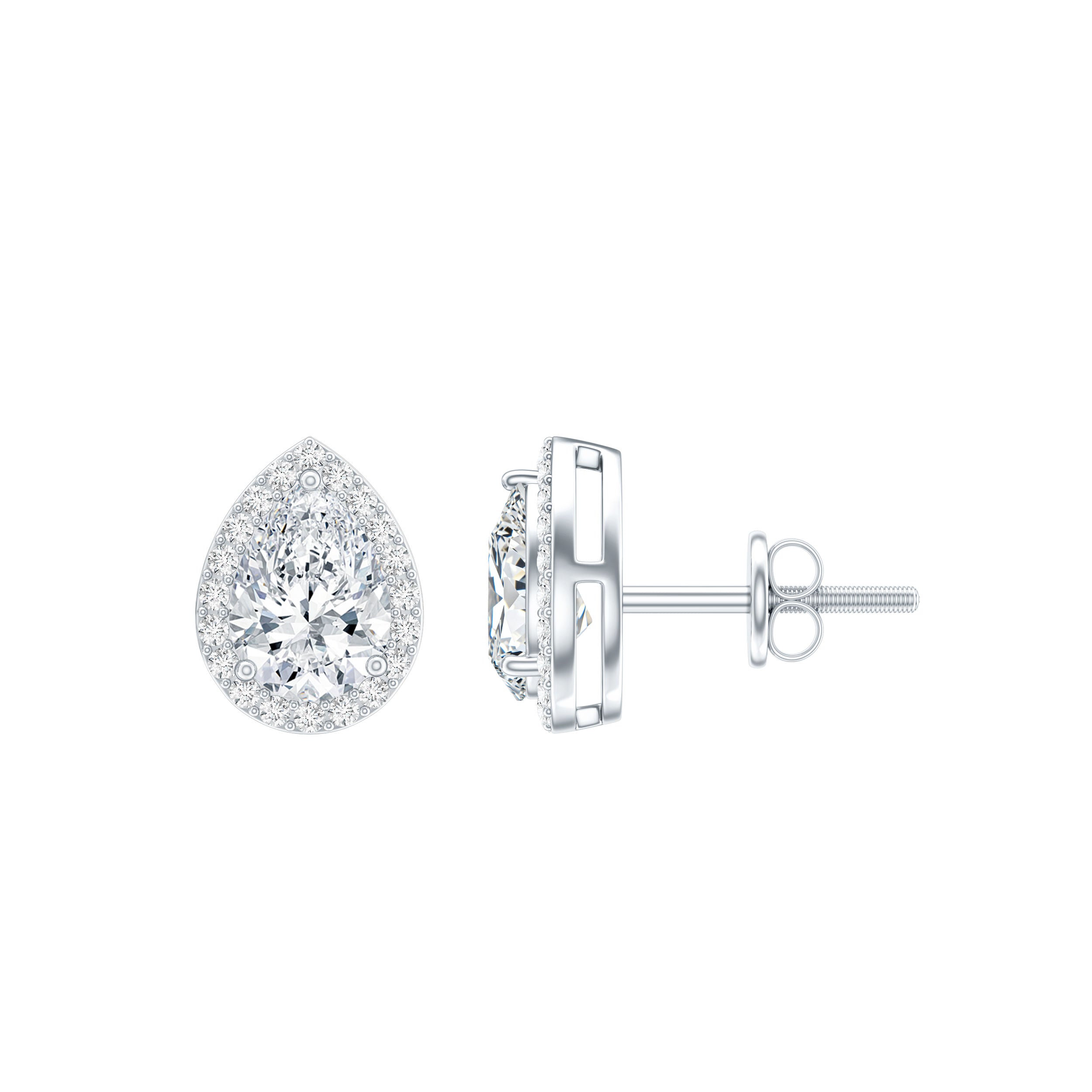 Certified 5X7 MM Cubic Zirconia Halo Stud Earrings AAAAA 92.5 Sterling Silver - Rosec Jewels
