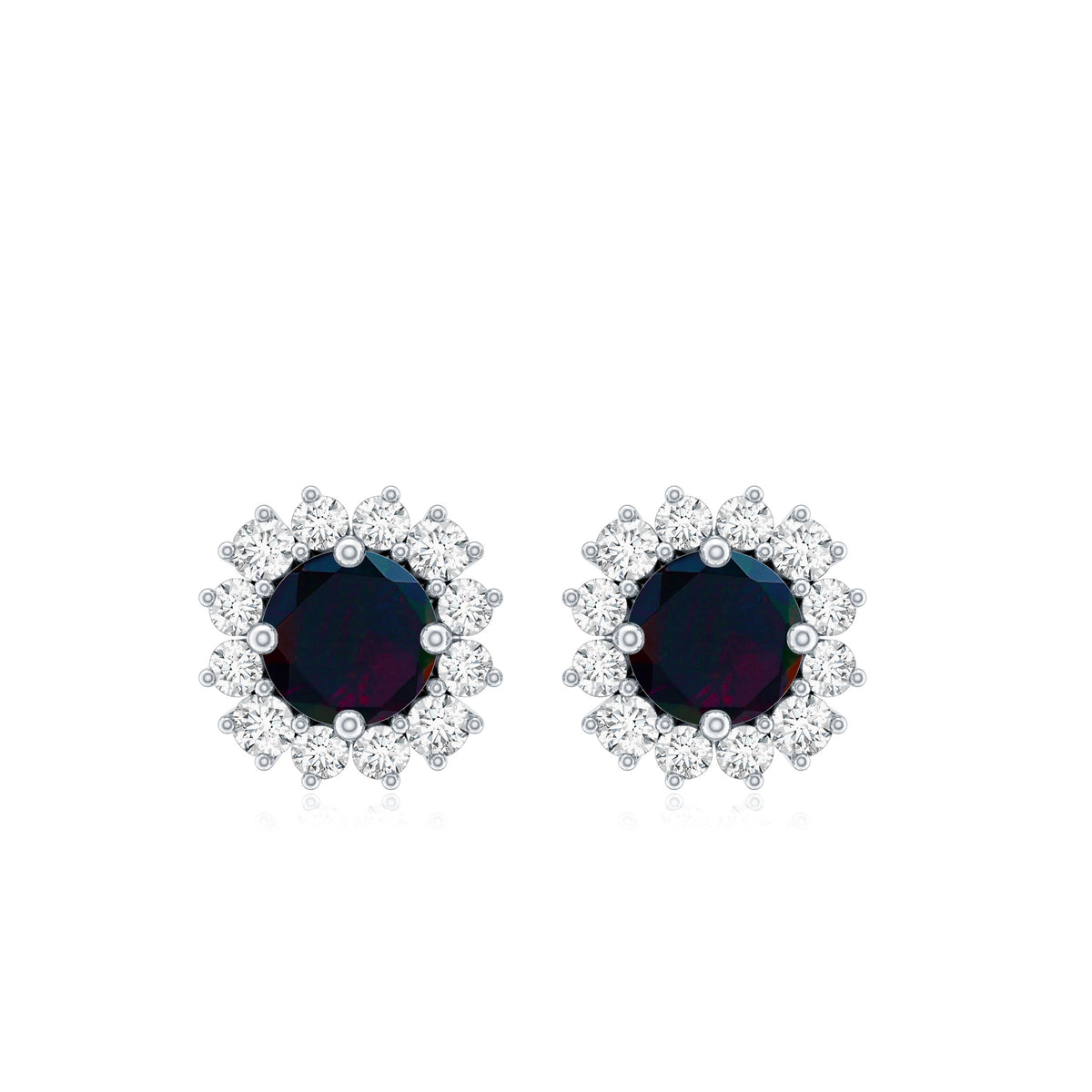 Genuine Black Opal Diamond Earrings with Screw Back AAA - Rosec Jewels