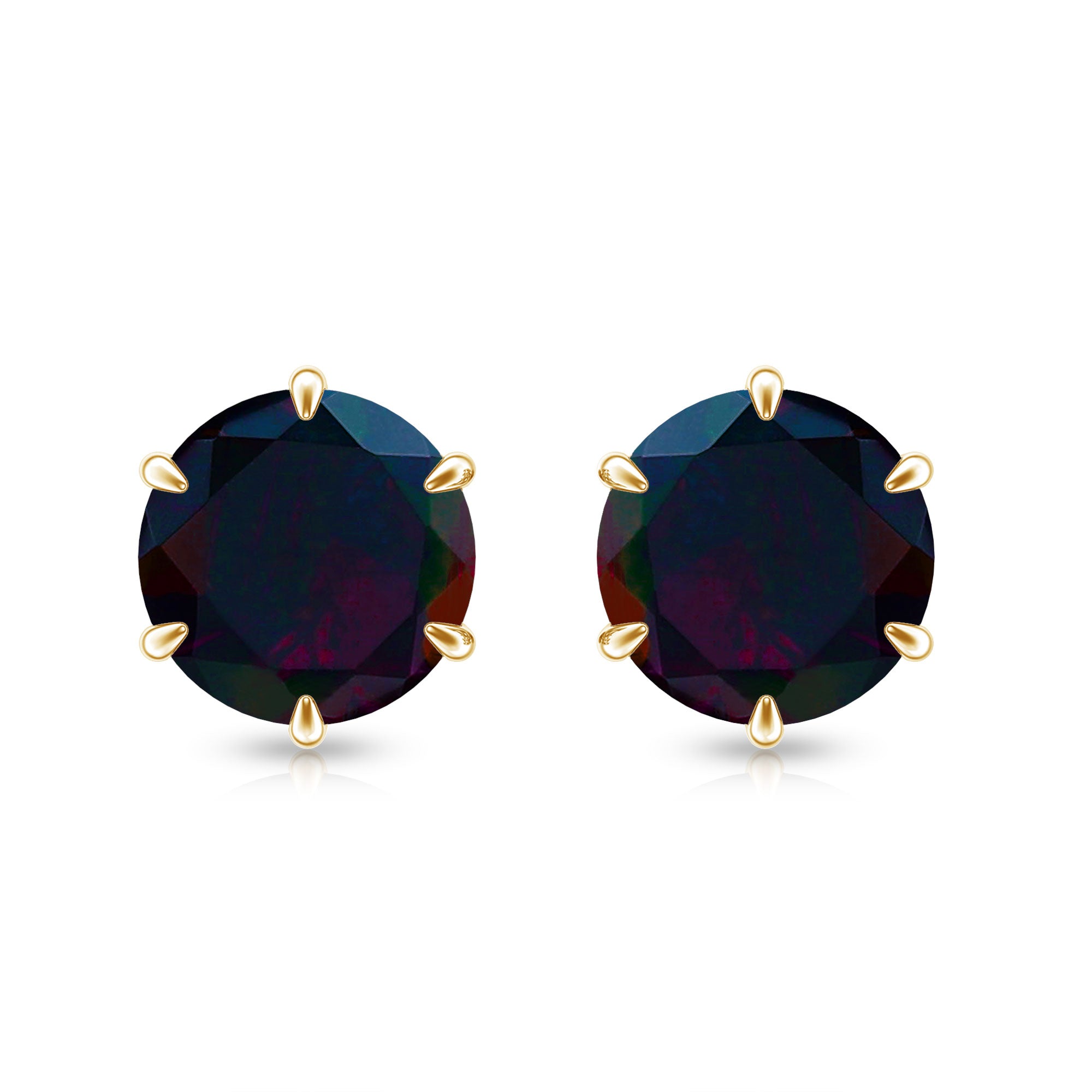 6 MM Claw Set Black Opal Solitaire Stud earrings AAA - Rosec Jewels