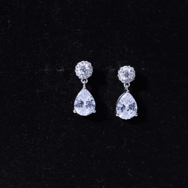 Certified 7X9 MM Zirconia Pear Drop Earrings for Wedding AAAA 92.5 Sterling Silver - Rosec Jewels