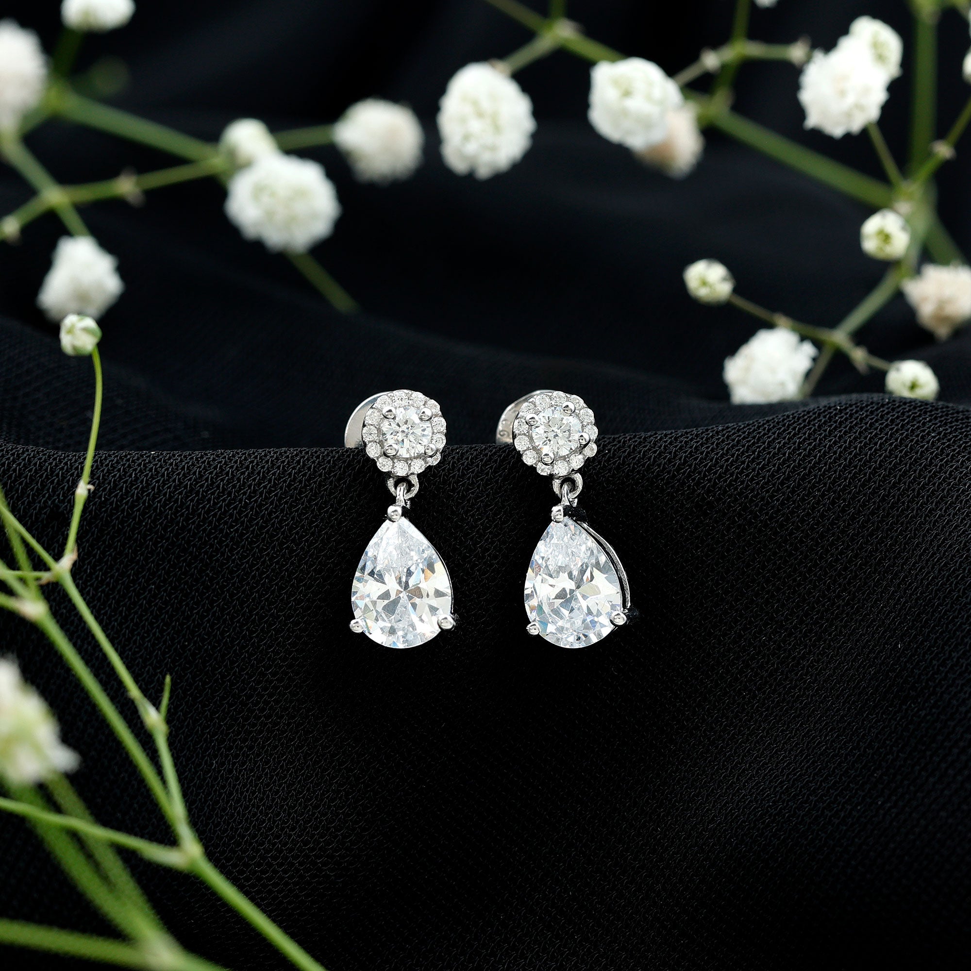 Classic Zircon Bridal Drop Earrings AAAA - Rosec Jewels