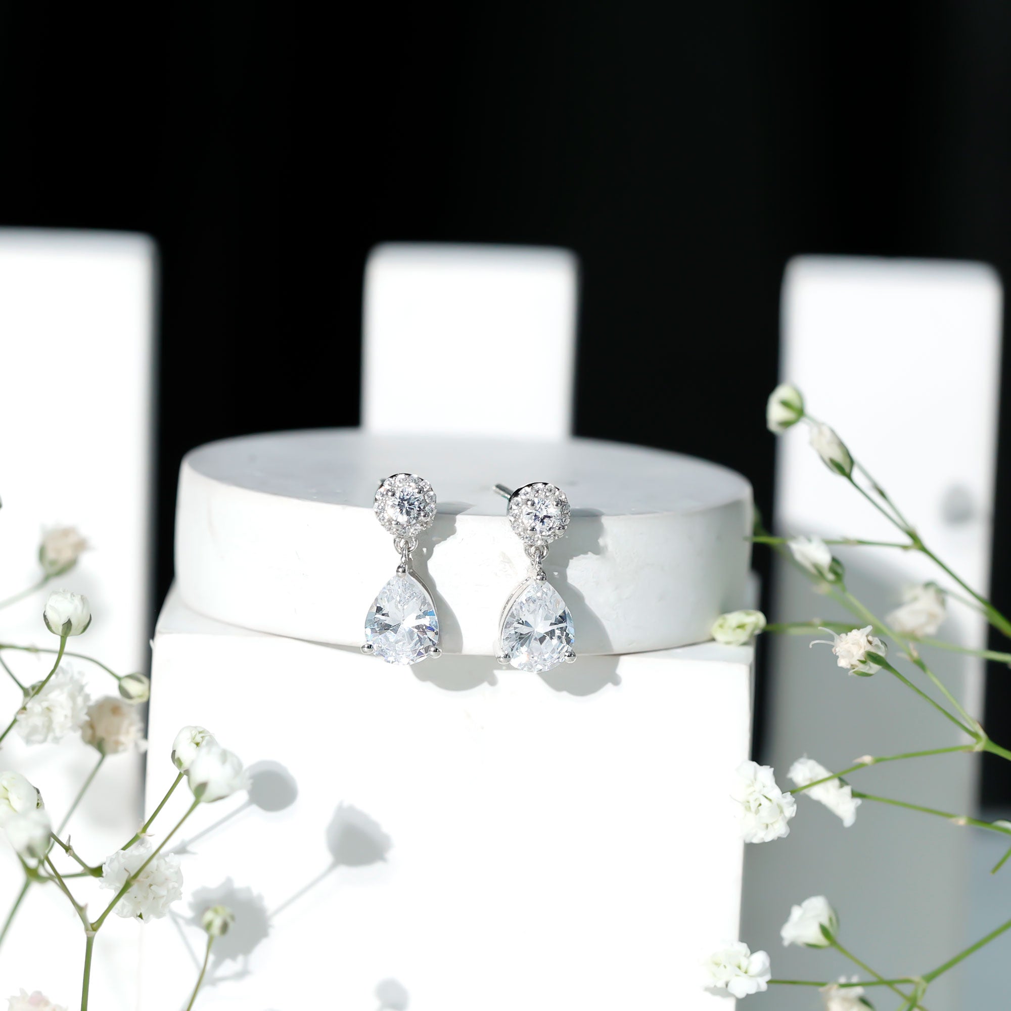 Certified 7X9 MM Zirconia Pear Drop Earrings for Wedding AAAA 92.5 Sterling Silver - Rosec Jewels