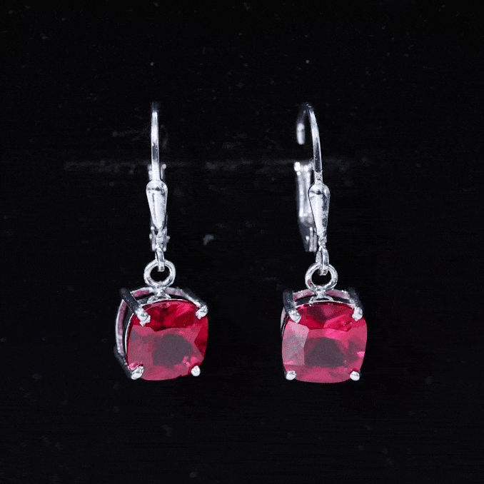 Lab Created Ruby Drop Earrings For Women AAAA - Rosec Jewels