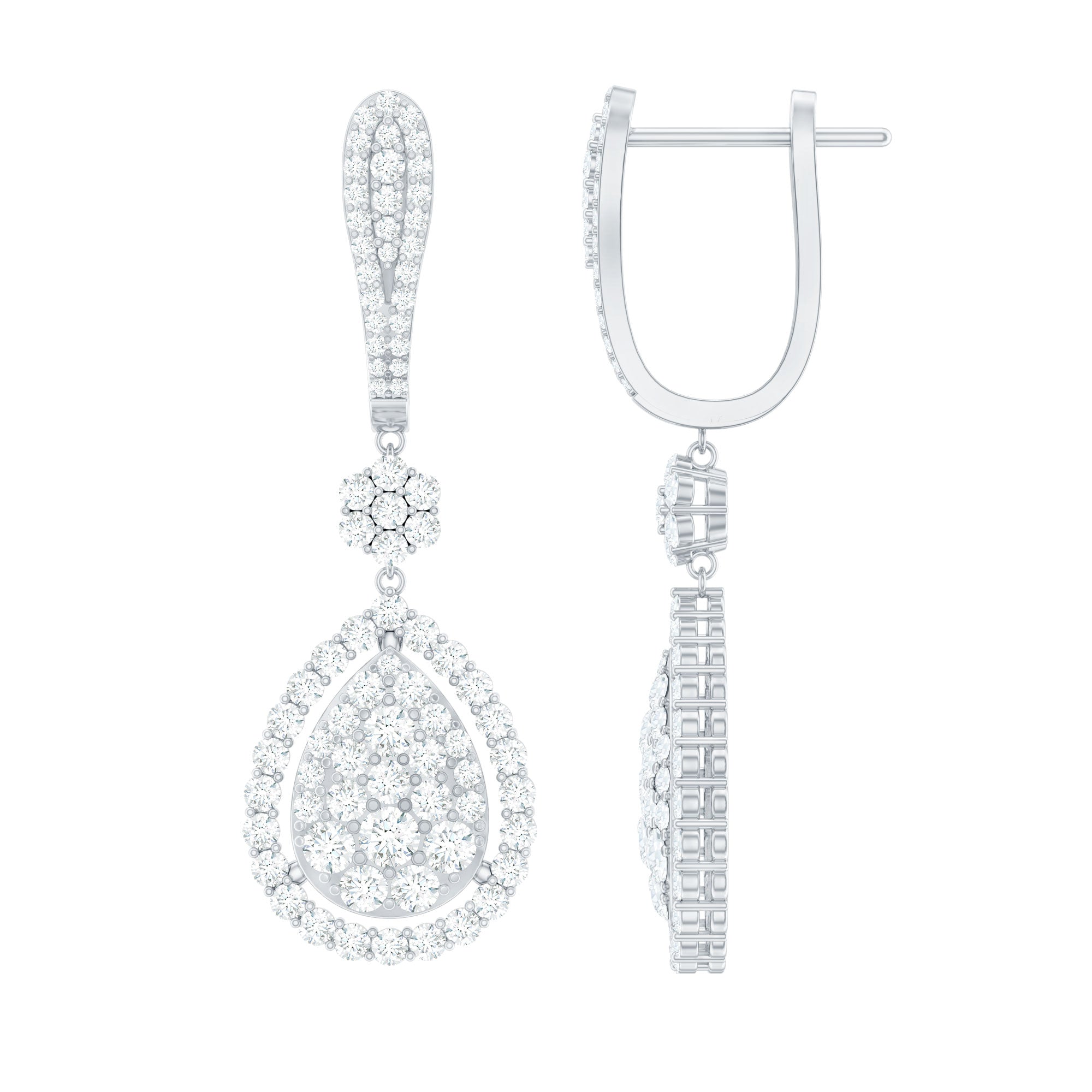 Certified Moissanite Bridal Drop Earrings For Wedding