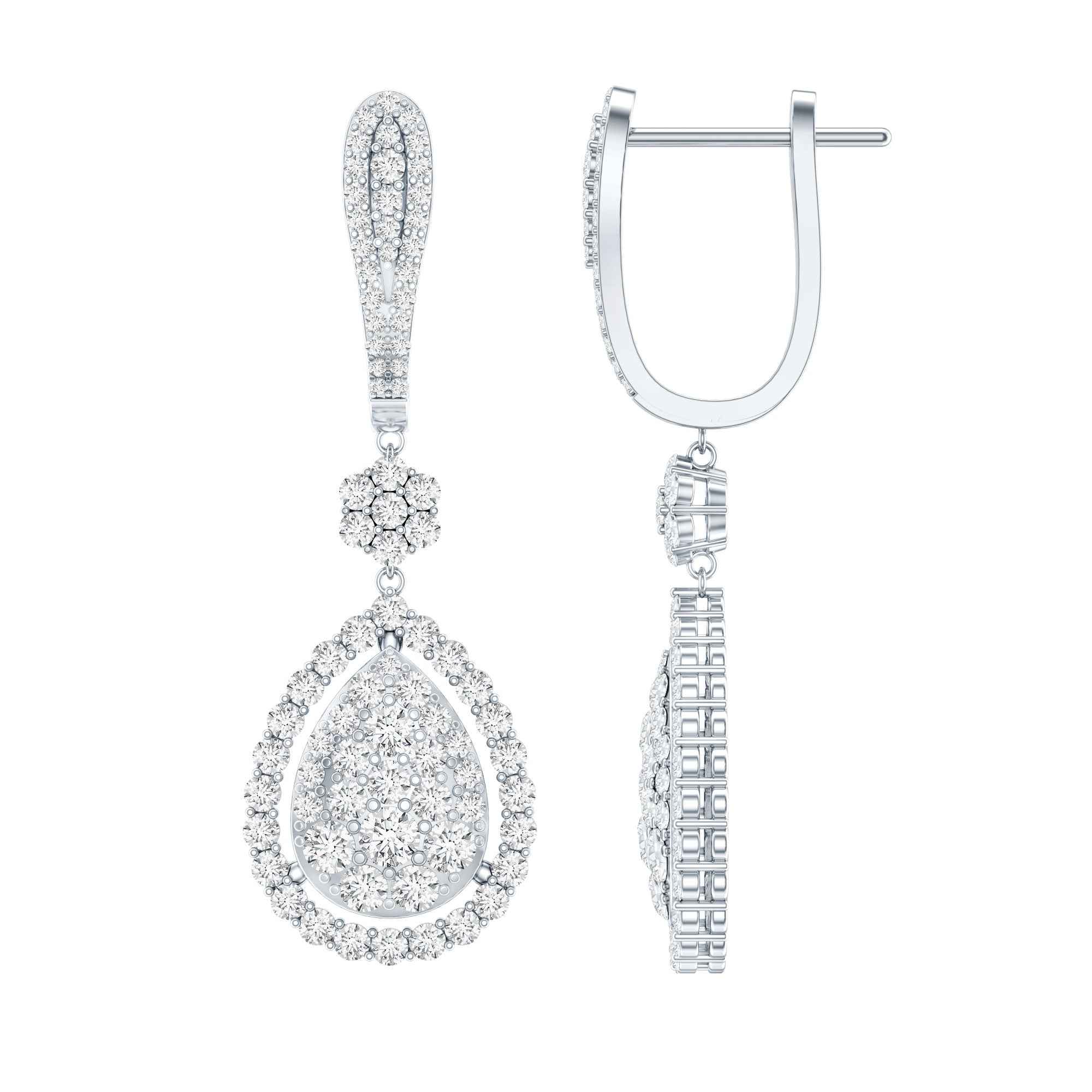 Certified Moissanite Bridal Drop Earrings For Wedding D-VS1 - Rosec Jewels
