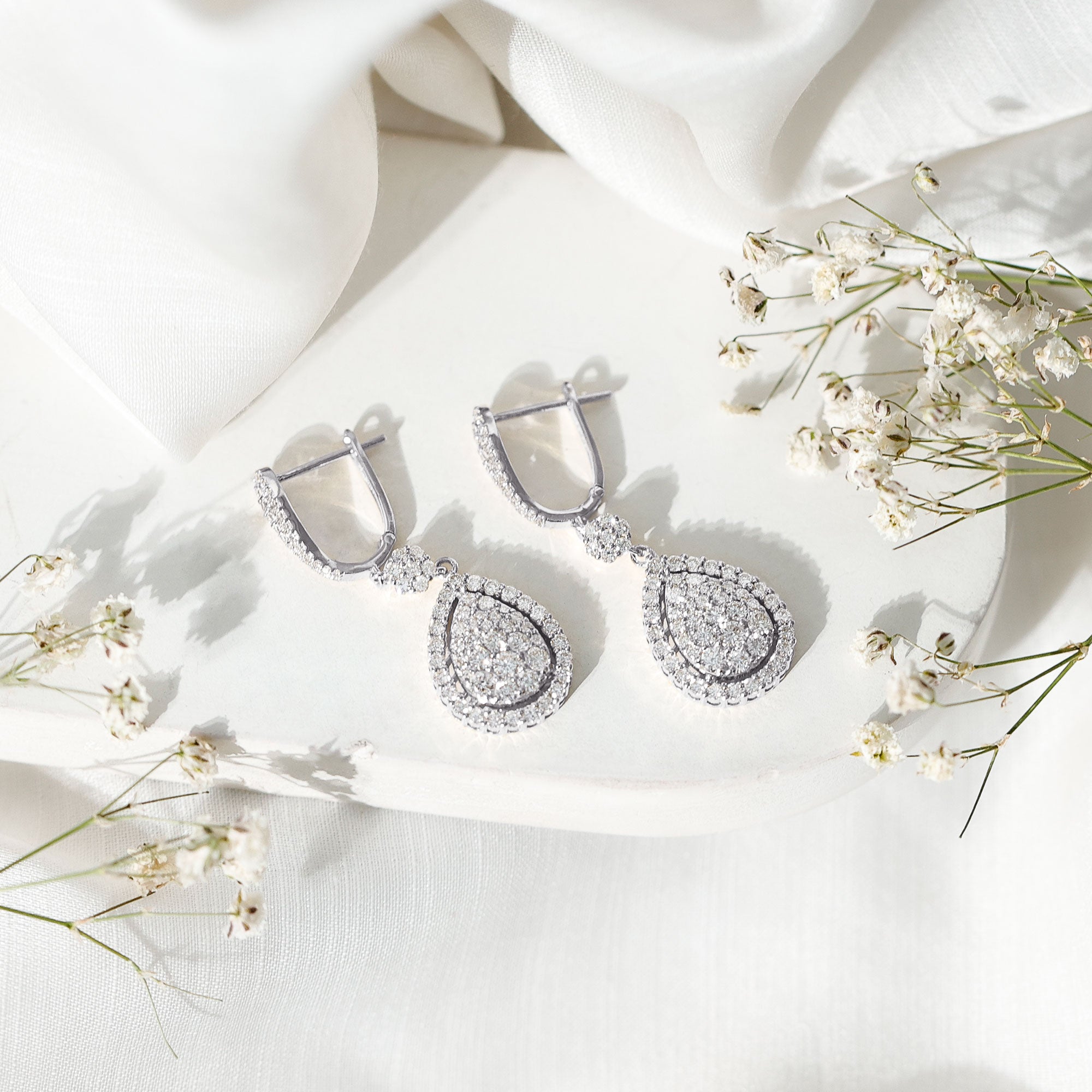 Certified Moissanite Bridal Drop Earrings For Wedding D-VS1 - Rosec Jewels