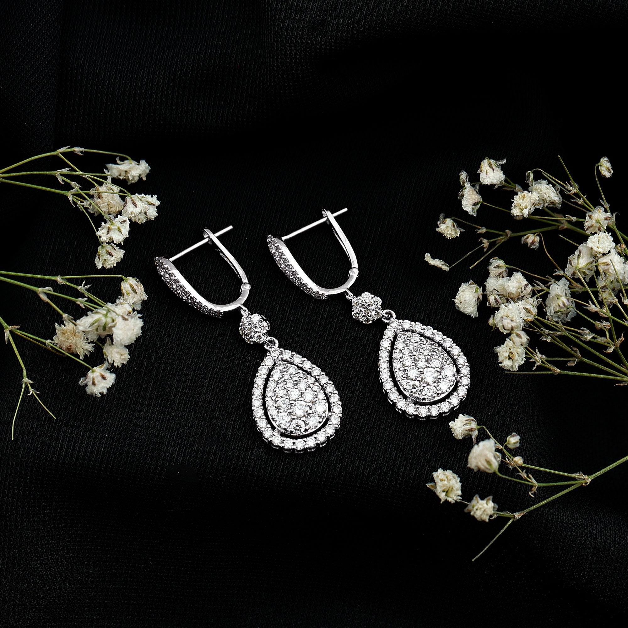 Certified Moissanite Bridal Drop Earrings For Wedding D-VS1 - Rosec Jewels