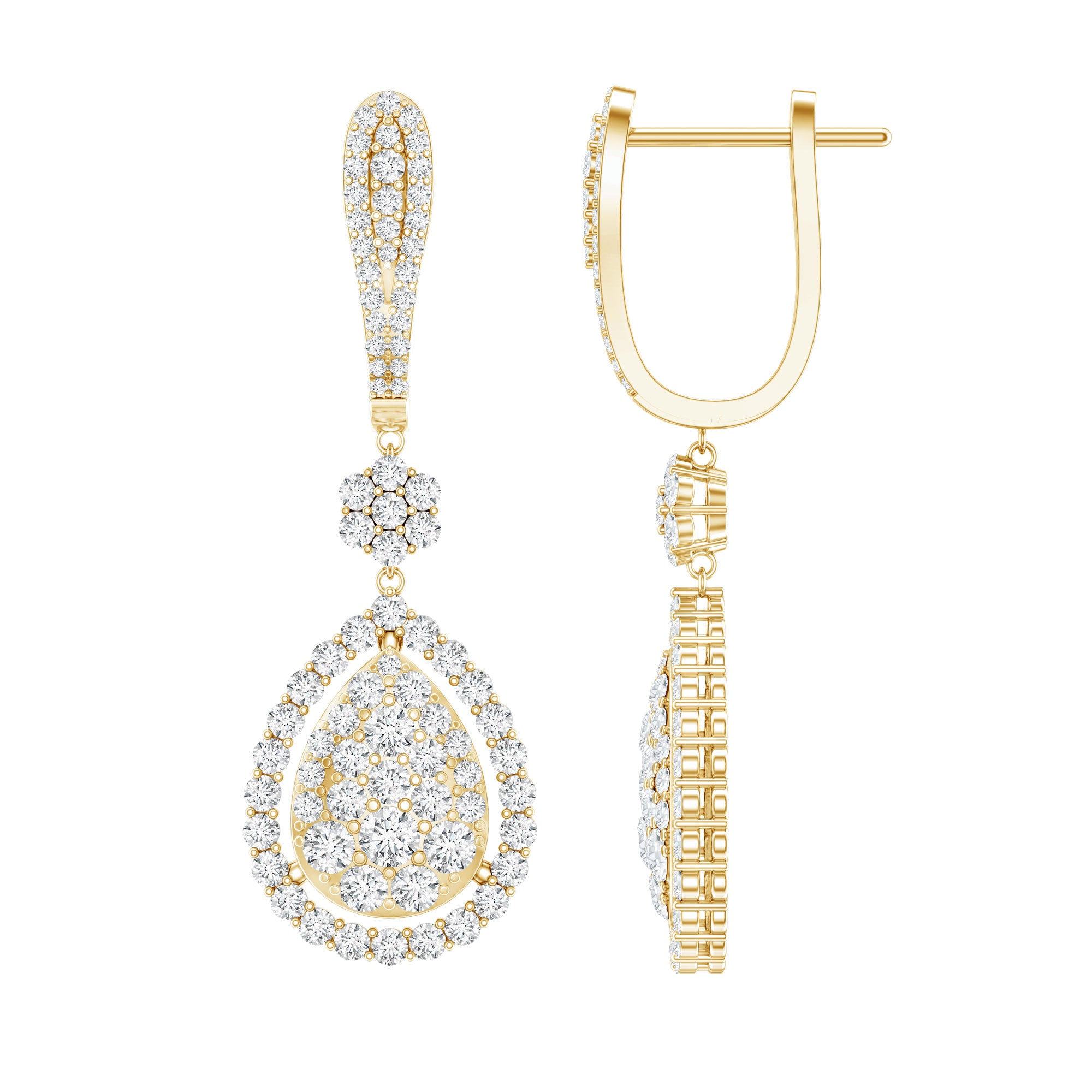 Certified Moissanite Bridal Drop Earrings For Wedding D-VS1 - Rosec Jewels