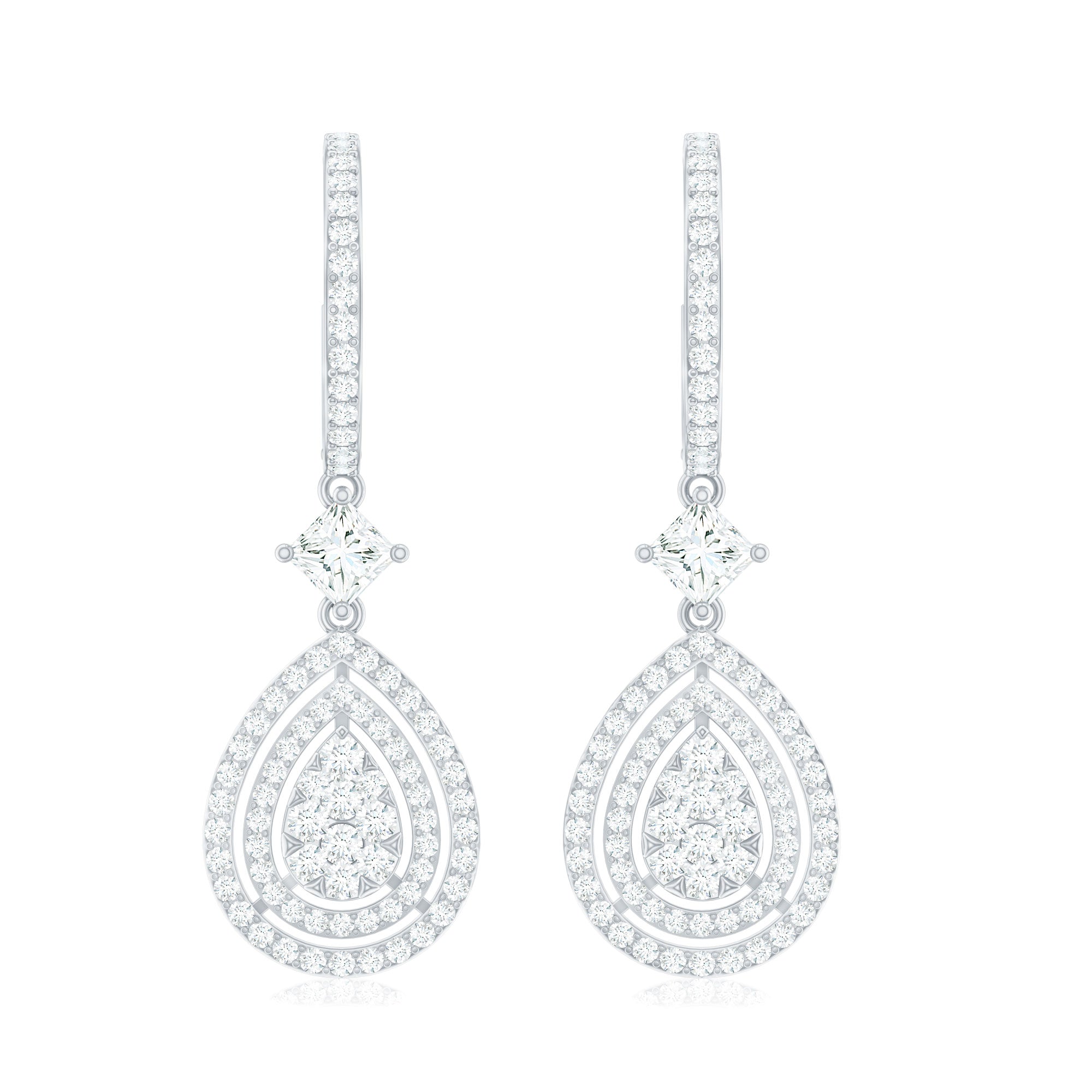 Certified Moissanite Teardrop Hoop Earrings for Women D-VS1 - Rosec Jewels
