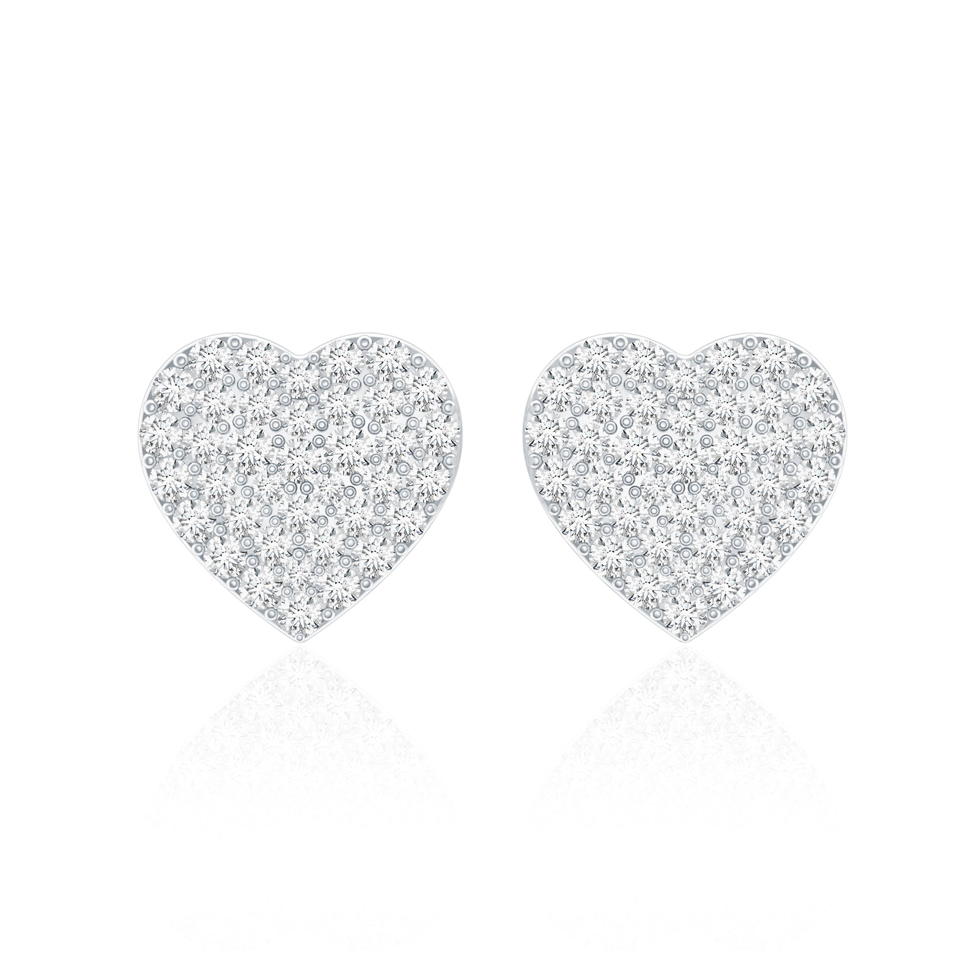 Natural Diamond Heart Earrings with Screw Back Natural - ( HI-SI ) - Rosec Jewels