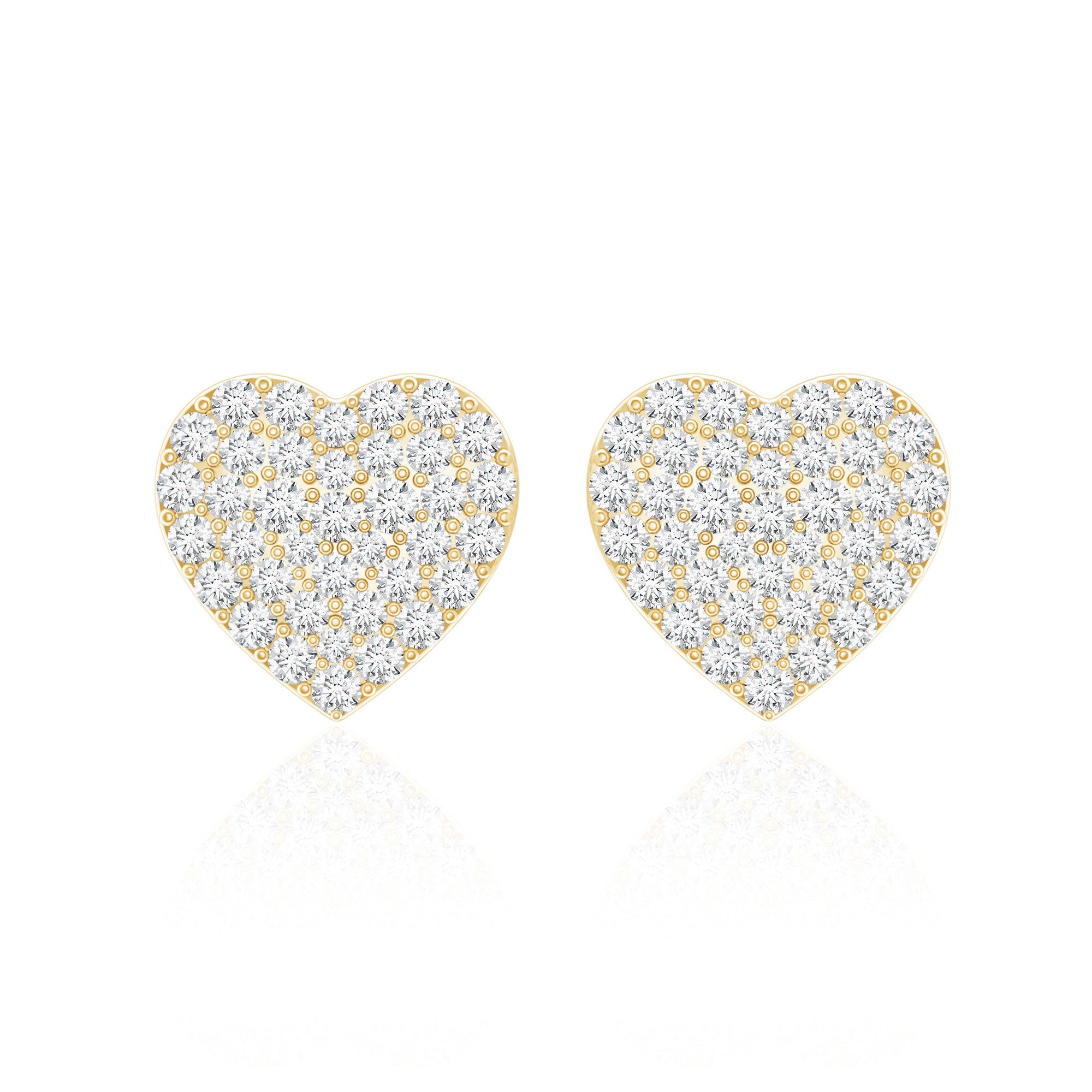 Natural Diamond Heart Earrings with Screw Back Natural - ( HI-SI ) - Rosec Jewels