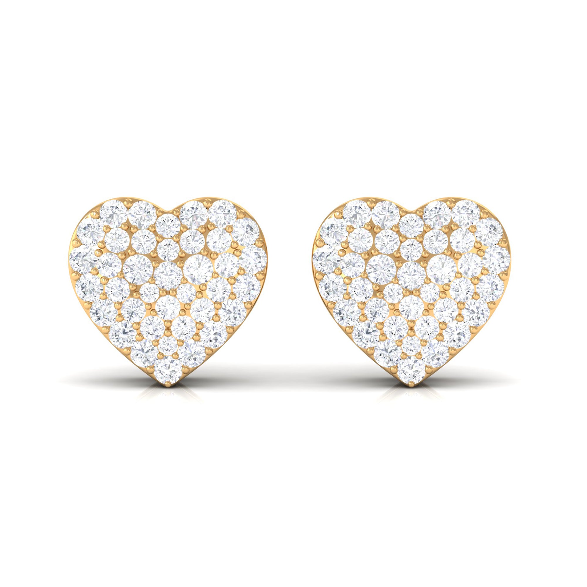 Rosec Jewels-Pave Set Round Diamond Heart Stud Earrings