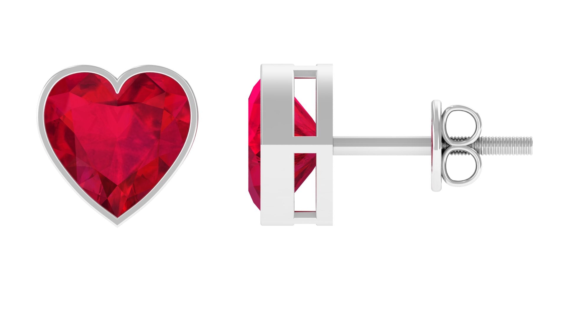4 Carat Heart Shape Lab Grown Ruby Stud Earrings for Women