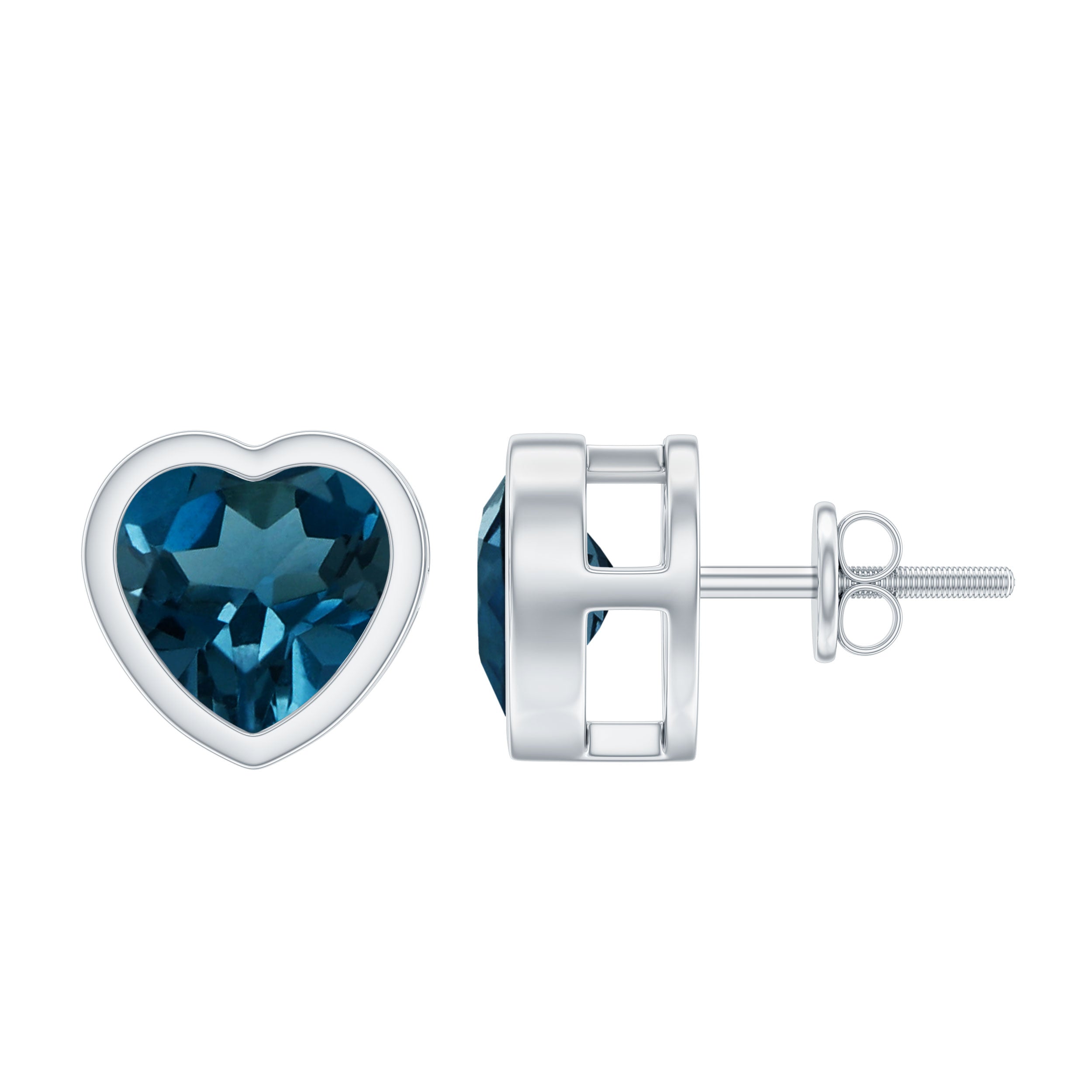 3 CT London Blue Topaz Heart Stud Earrings for Women