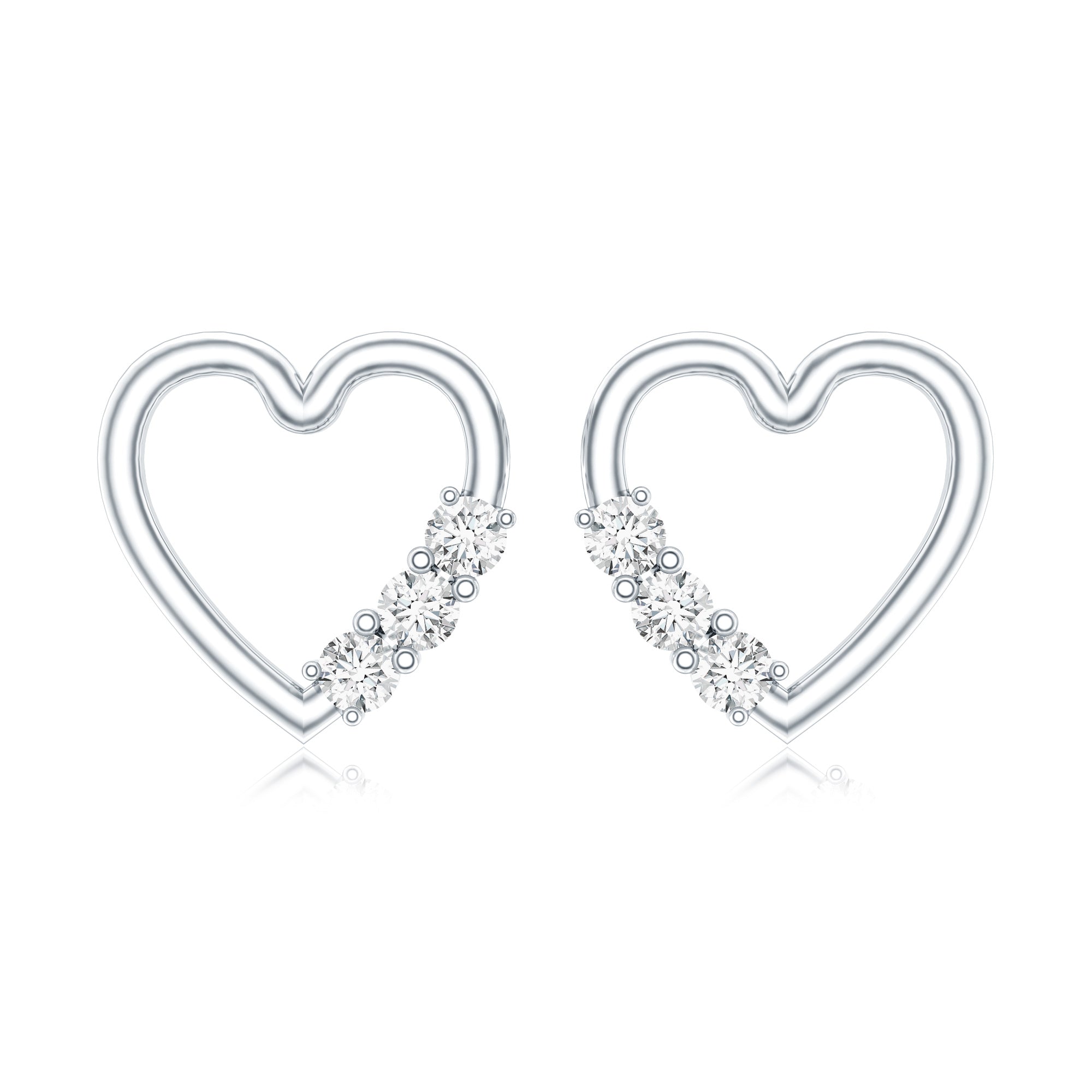 Diamond Heart Shape Stud Earring for Women Natural - ( HI-SI ) - Rosec Jewels