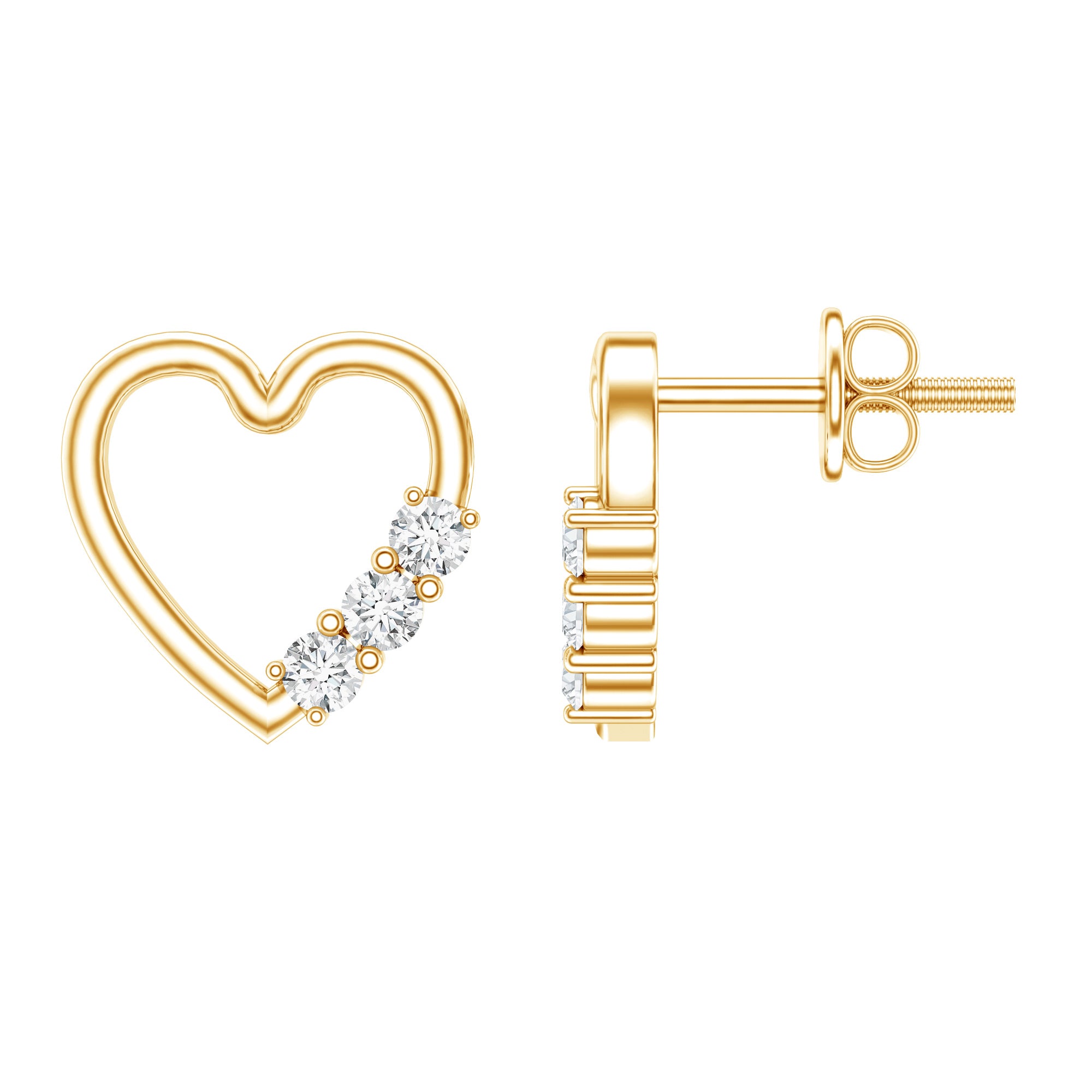 Diamond Heart Shape Stud Earring for Women Natural - ( HI-SI ) - Rosec Jewels