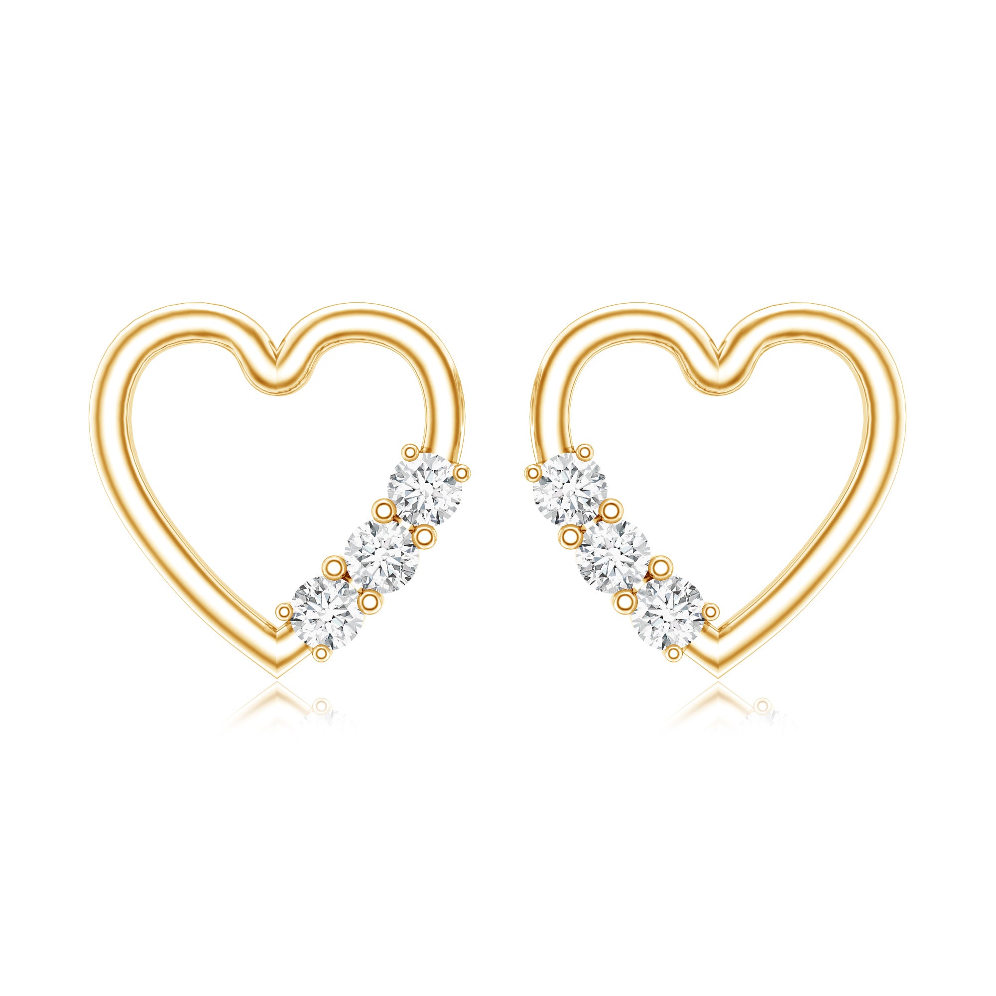 Diamond Heart Shape Stud Earring for Women Natural - ( HI-SI ) - Rosec Jewels