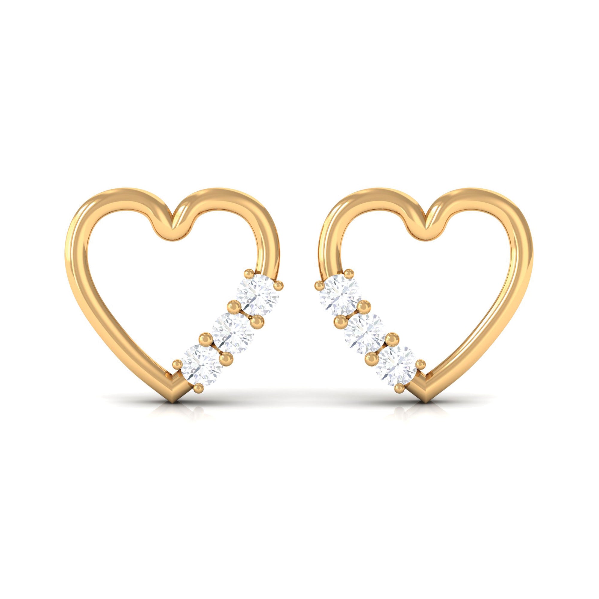 Diamond Heart Shape Stud Earring for Women Natural - ( HI-SI ) - Rosec Jewels