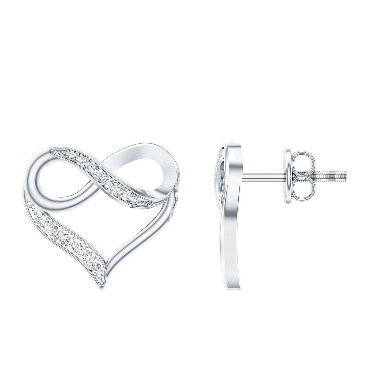 Moissanite Infinity and Heart Stud Earrings