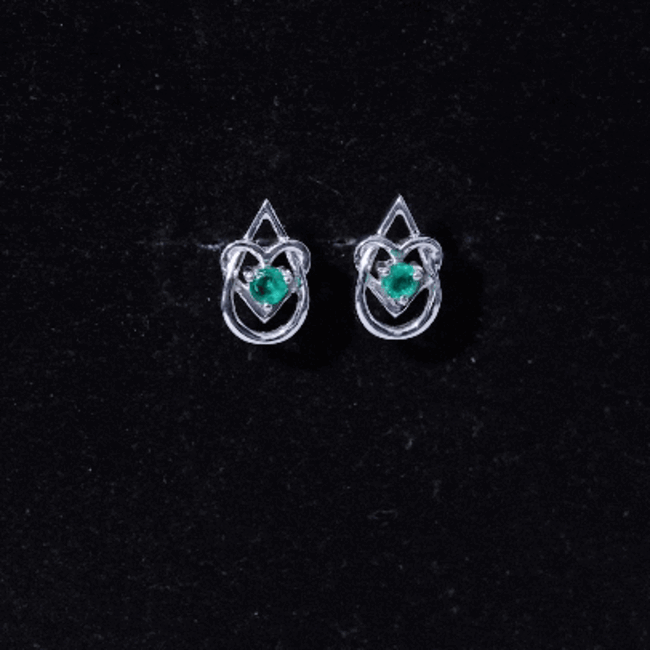 Real Emerald Teardrop and Heart Stud Earrings AAA - Rosec Jewels