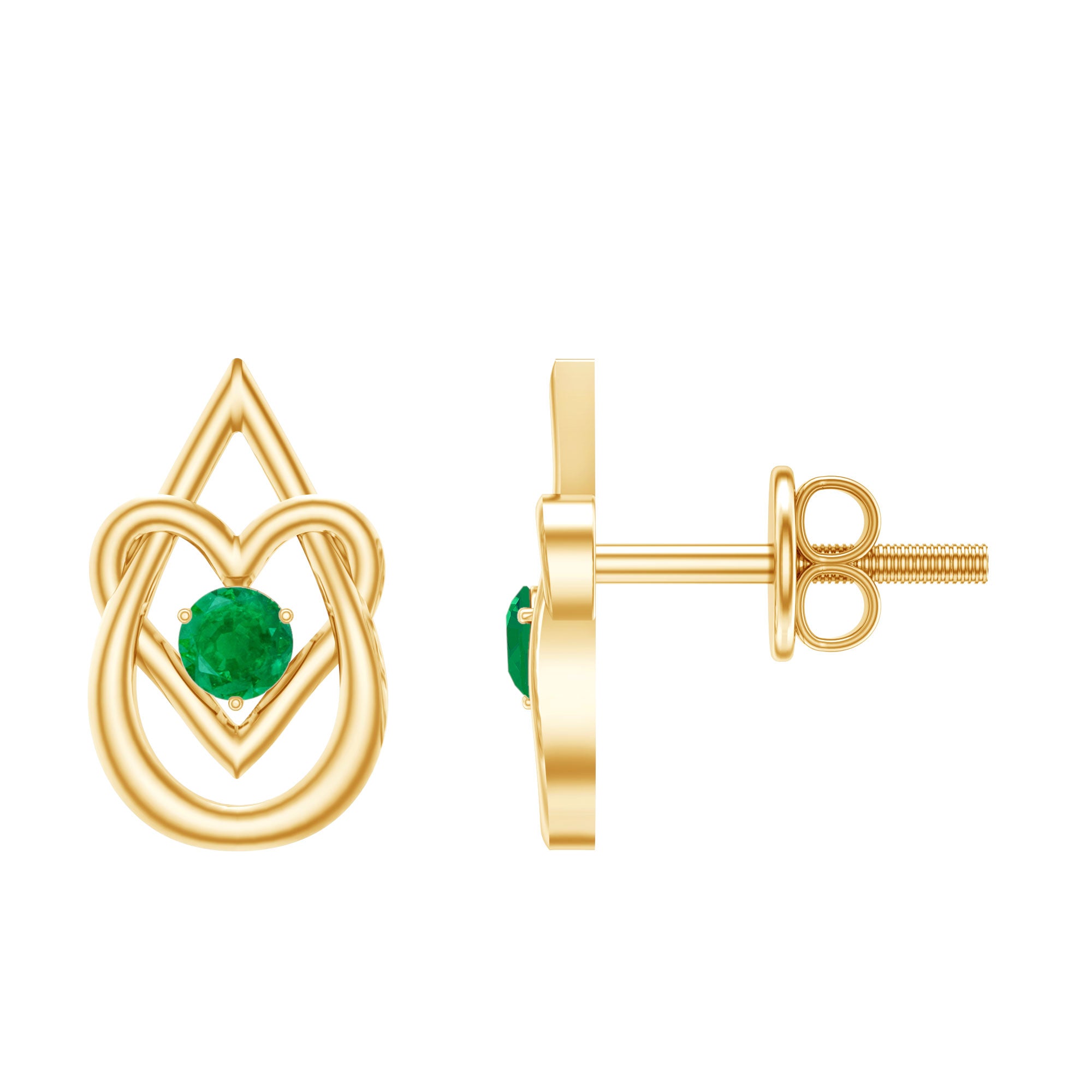 Real Emerald Teardrop and Heart Stud Earrings AAA - Rosec Jewels
