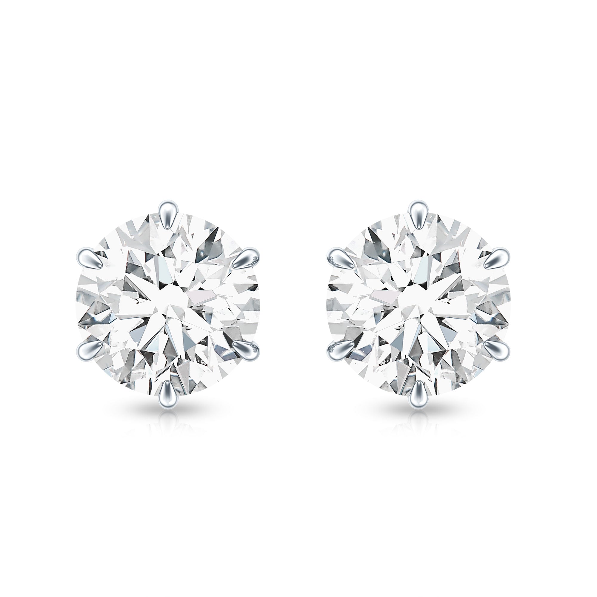 Claw Set Moissanite Solitaire Stud Earrings with Screw Backs D-VS1 - Rosec Jewels