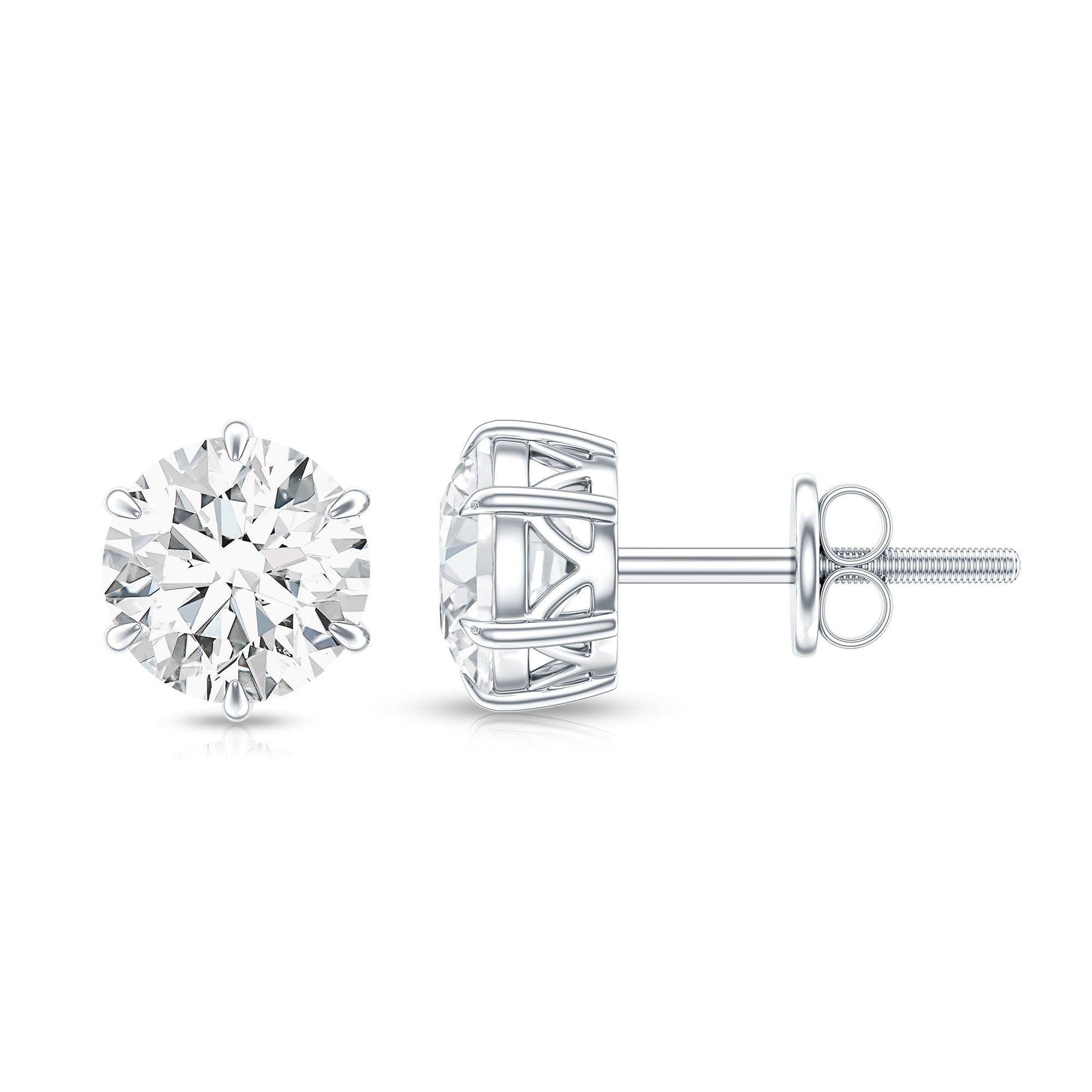 Claw Set Moissanite Solitaire Stud Earrings with Screw Backs D-VS1 - Rosec Jewels
