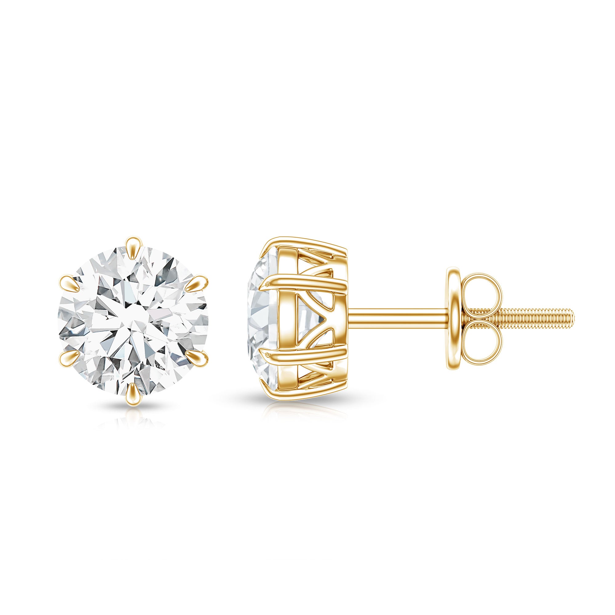 Claw Set Moissanite Solitaire Stud Earrings with Screw Backs D-VS1 - Rosec Jewels