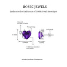 Heart Shape Amethyst and Diamond Gothic Stud Earring Amethyst - ( AAA ) - Quality - Rosec Jewels