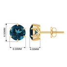 1.50 CT London Blue Topaz Solitaire Stud Earrings London Blue Topaz - ( AAA ) - Quality - Rosec Jewels