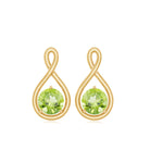 4 MM Peridot Solitaire Gold Infinity Stud Earring Peridot - ( AAA ) - Quality - Rosec Jewels