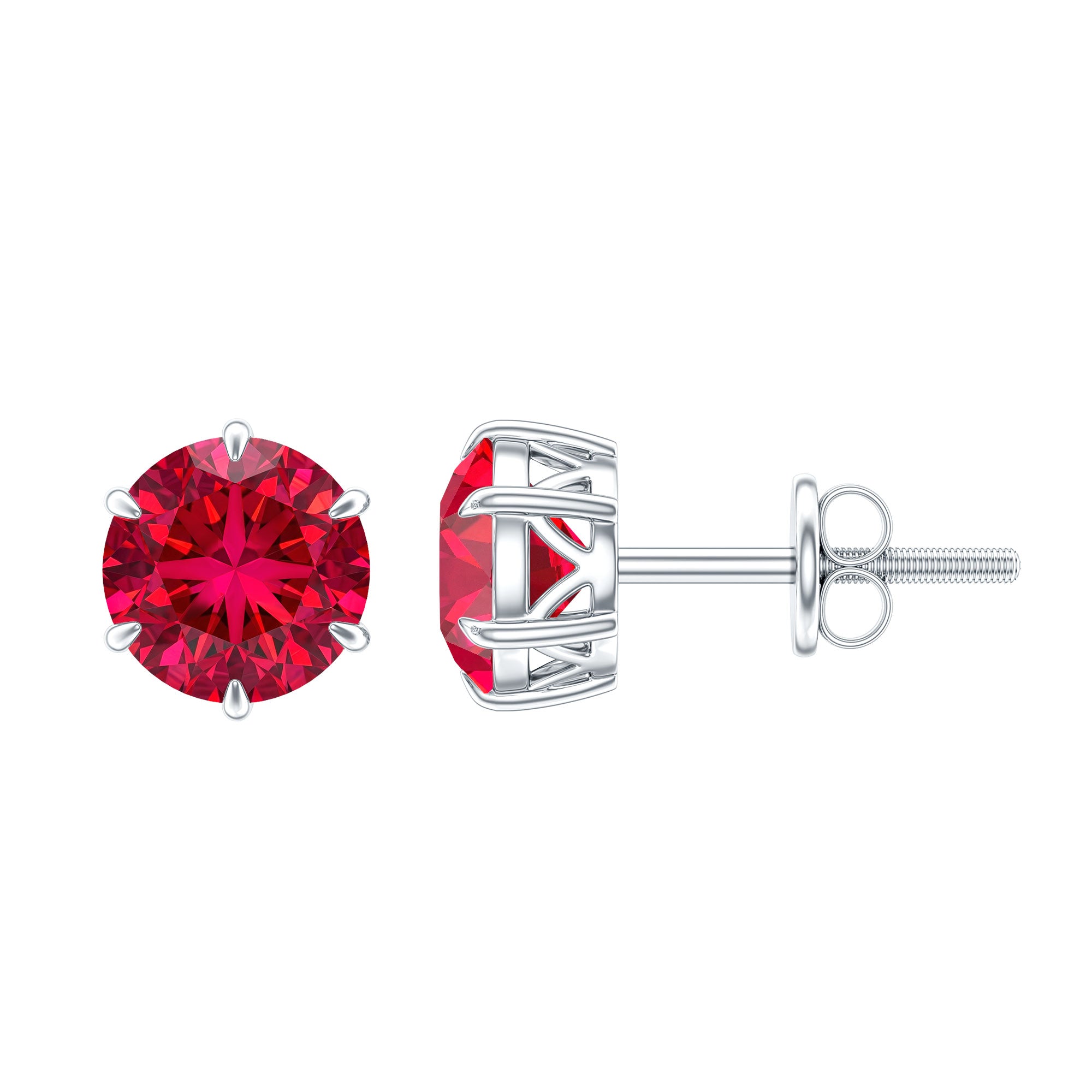 2.7 Carat Round Cut Solitaire Lab Created Ruby Stud Earrings AAAA - Rosec Jewels