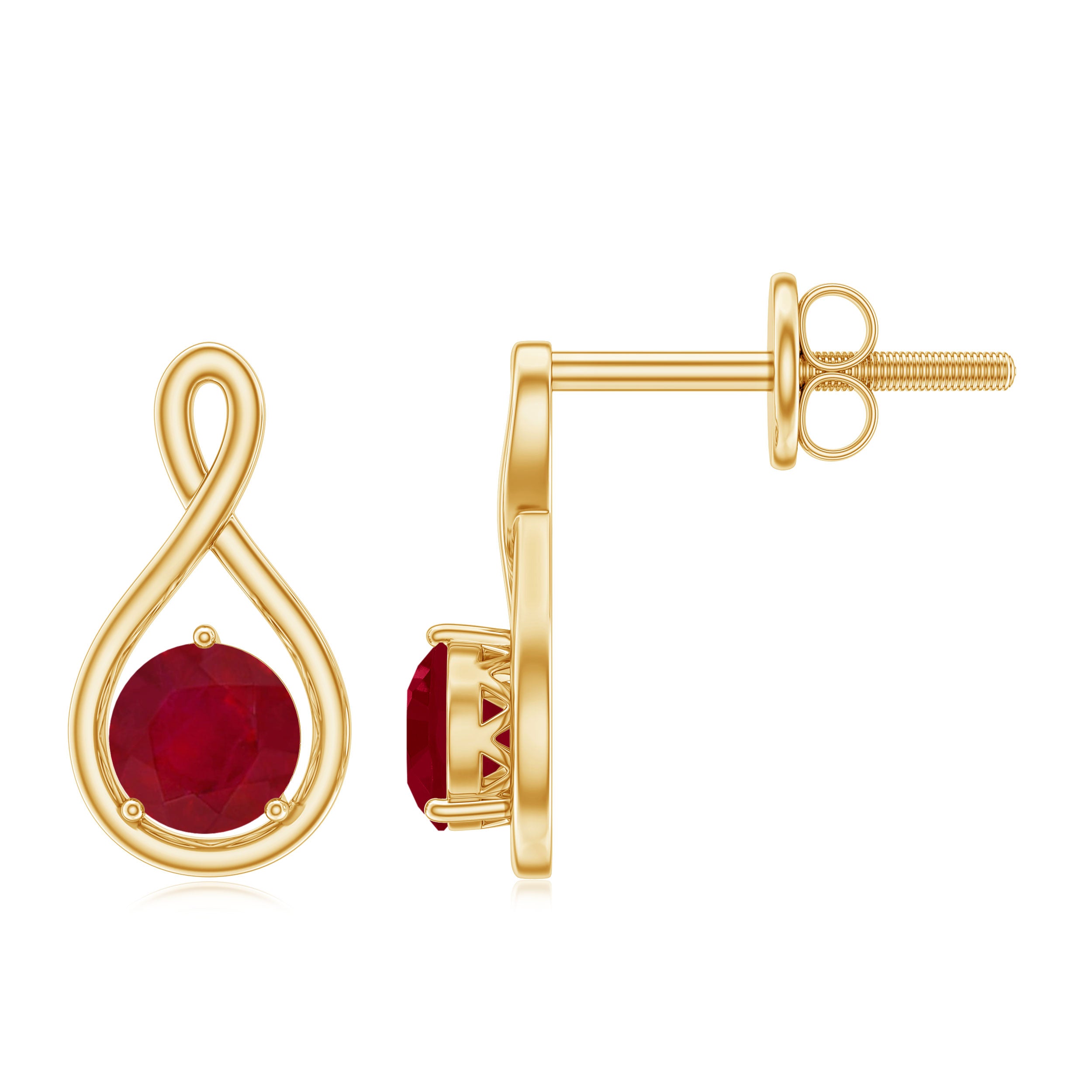 1/2 CT Solitaire Ruby Infinity Stud Earrings AAA - Rosec Jewels