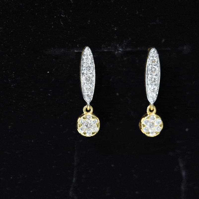 Real Diamond Bar Drop Earrings for Women Natural - ( HI-SI ) - Rosec Jewels